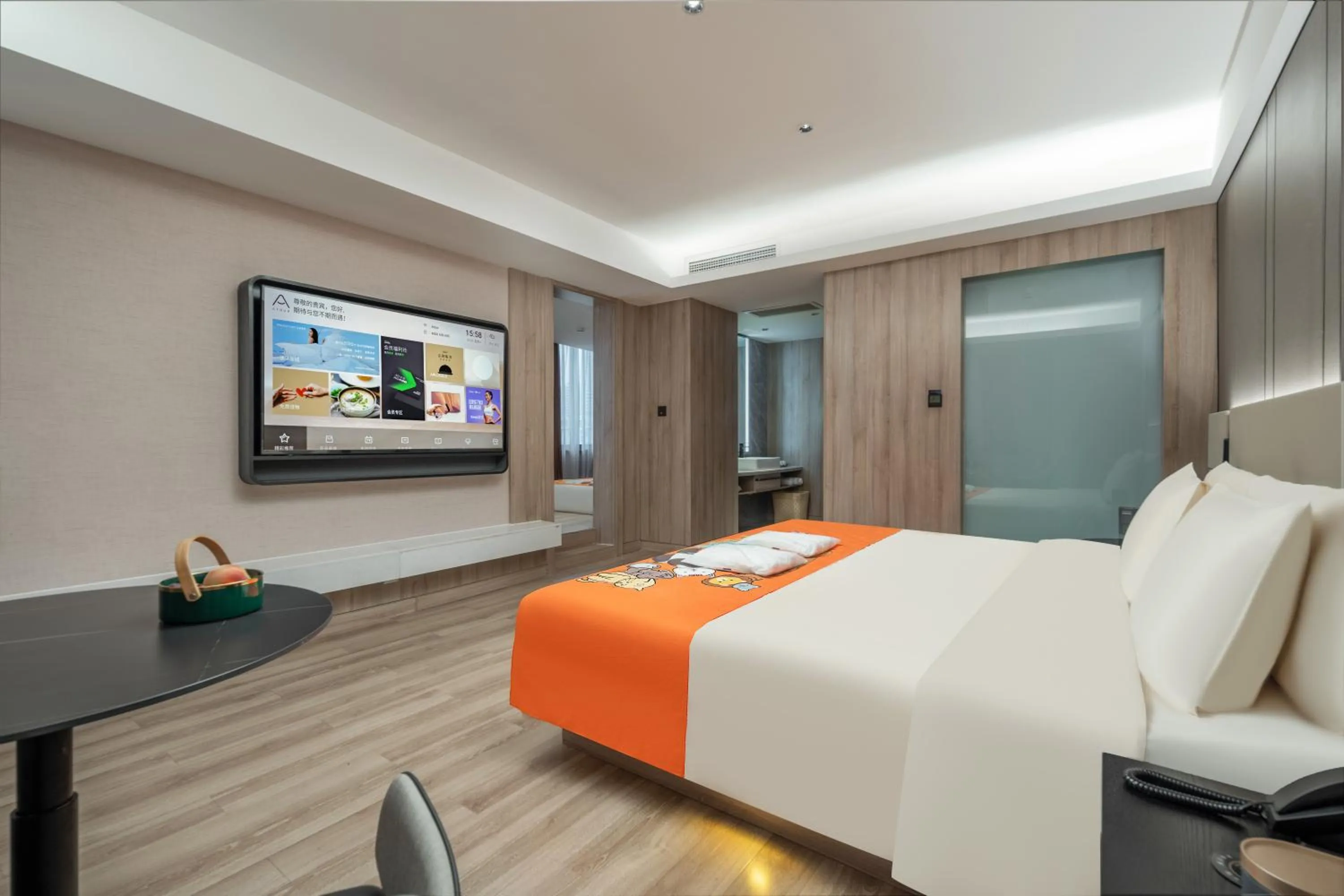 Bed in Atour Hotel Qingdao Olympic Sailing Center May Fourth Square