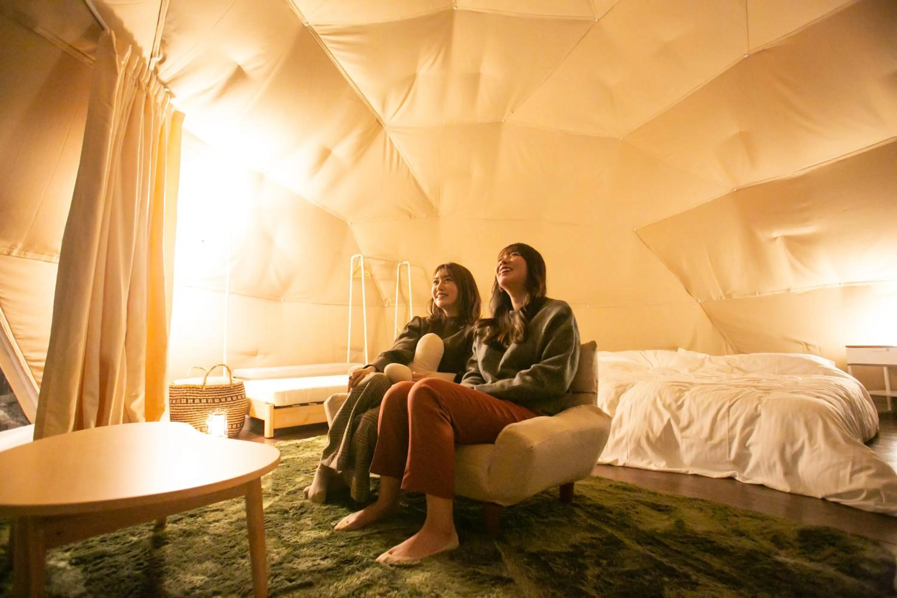 On site, Bed in glampark Keburikawa Kyoto