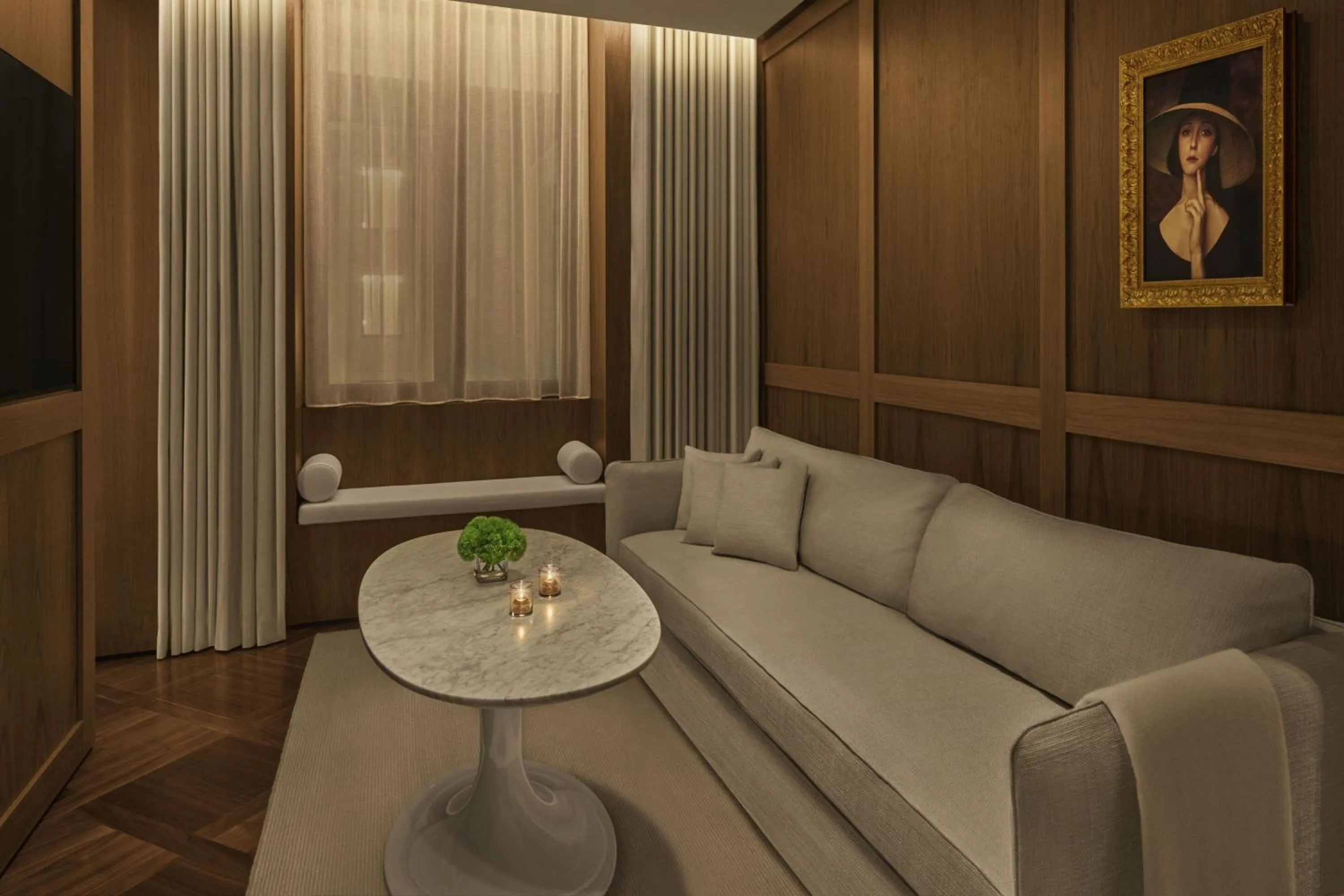 Living room in The Rome EDITION