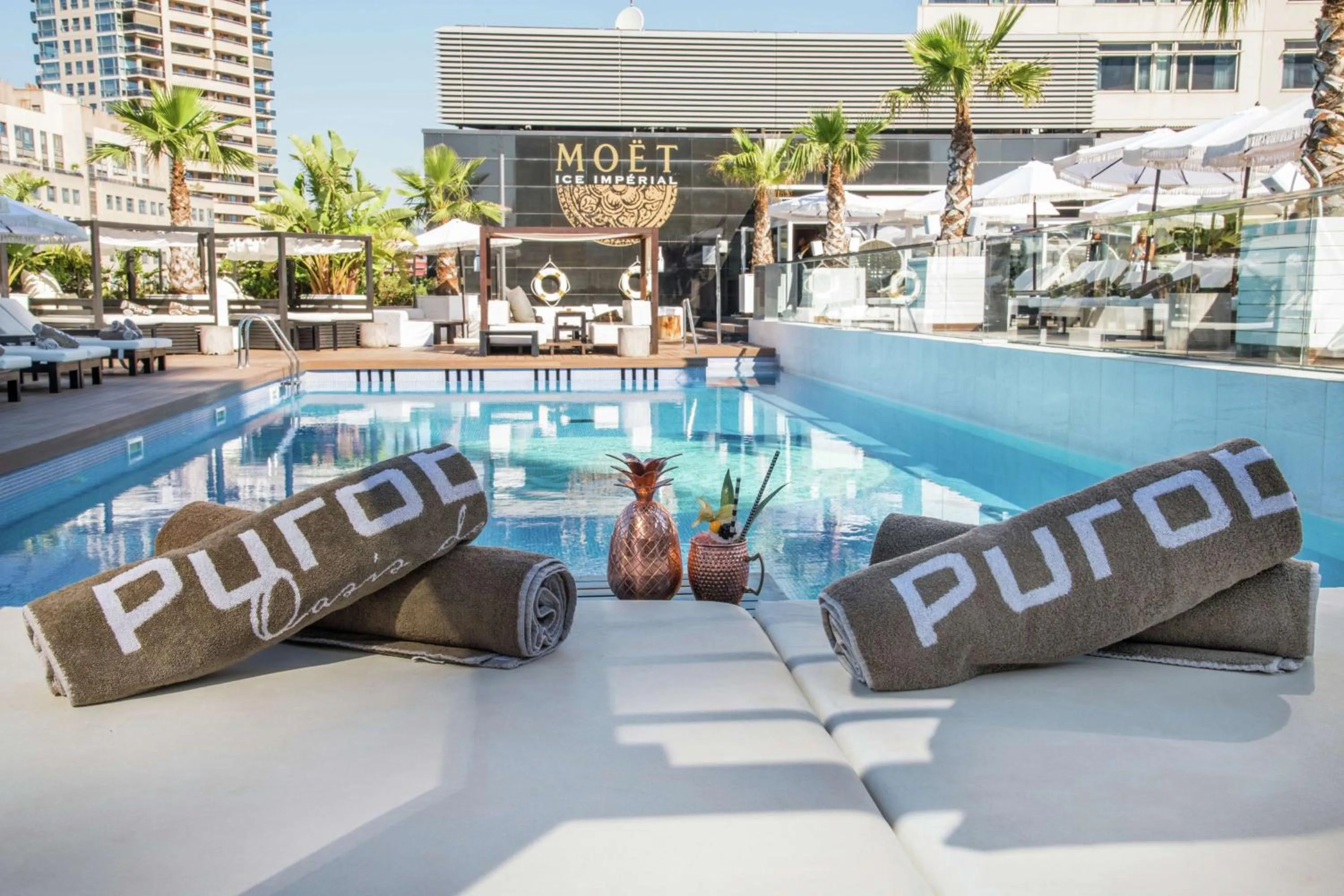 Pool view in Hilton Diagonal Mar Barcelona