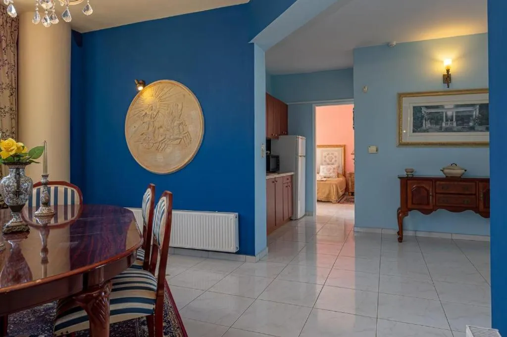 Living room in Rafkos Mansion with Private Pool and Amazing View