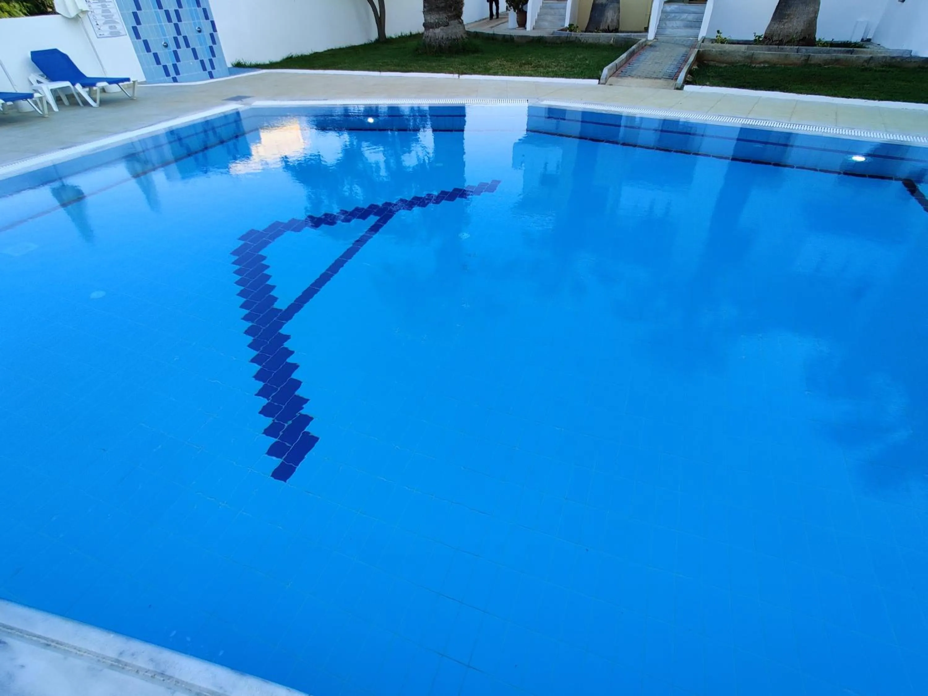 Pool view in Angelika Apartotel