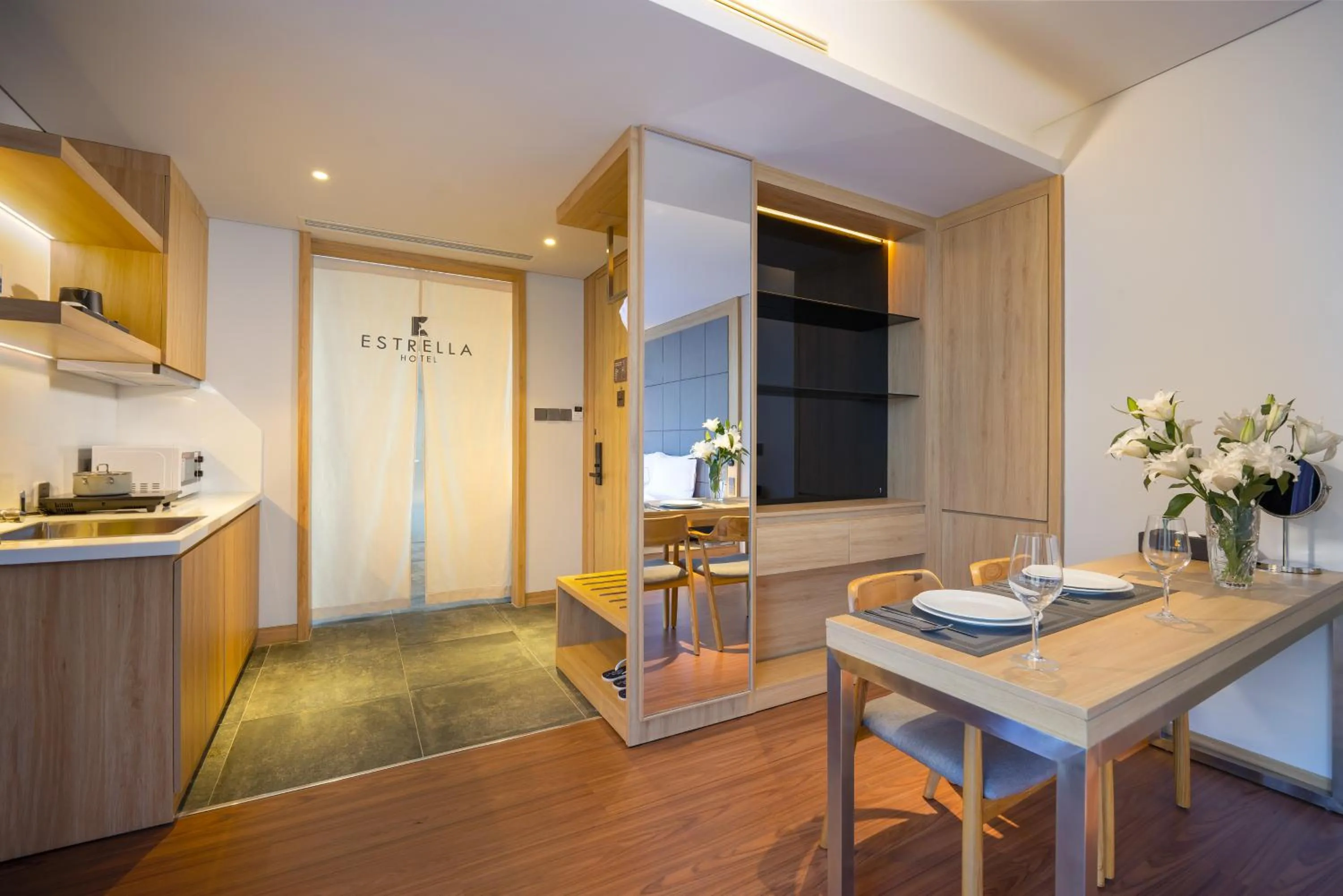 Kitchen or kitchenette in Estrella Boutique Hotel