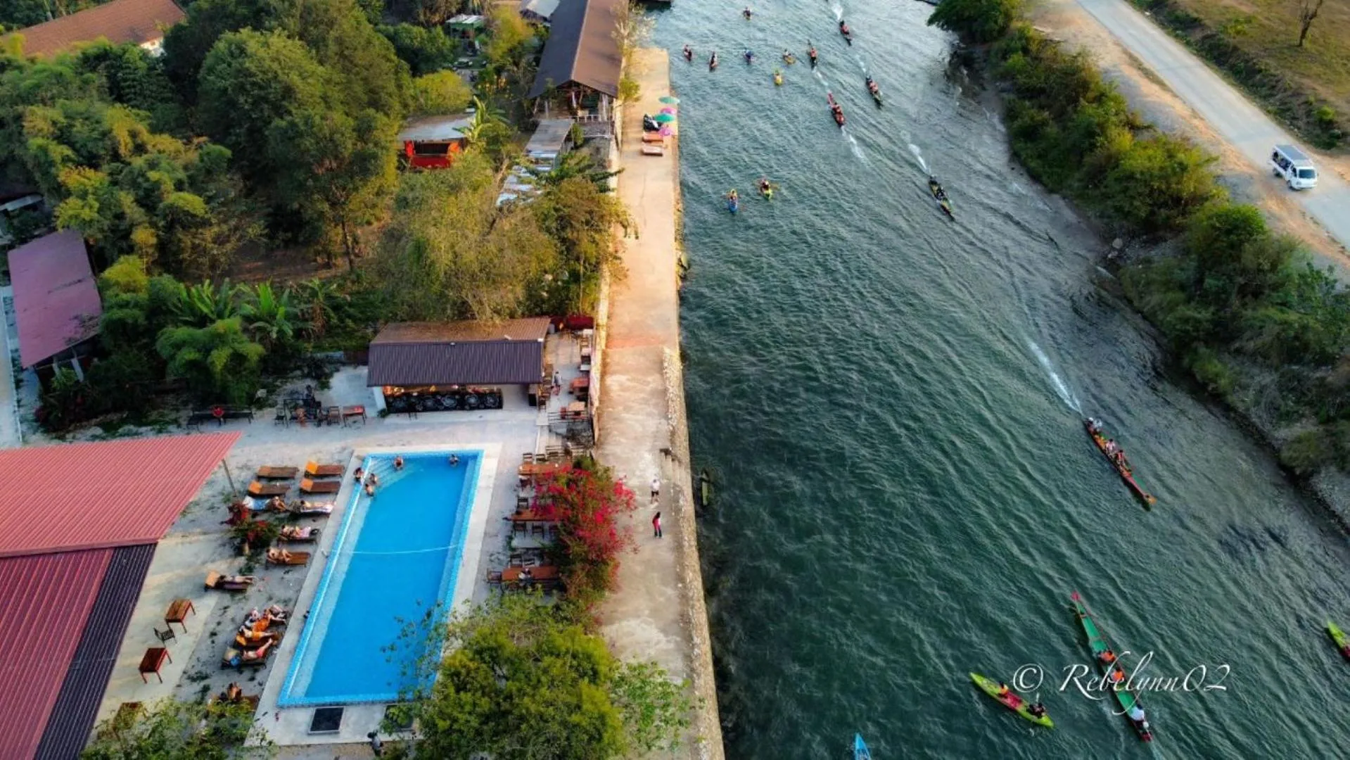Swimming pool in Riverside Garden Hostel