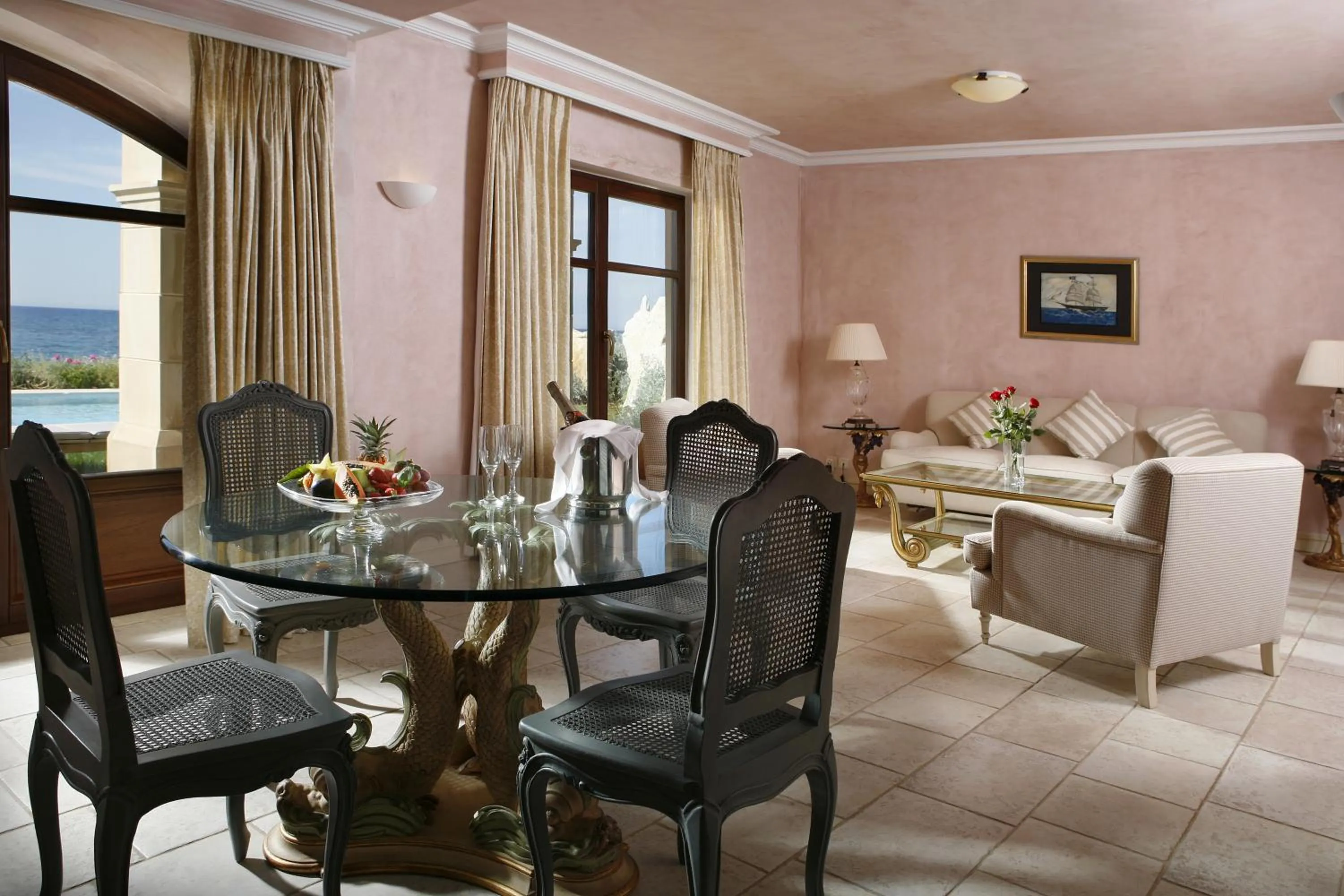 Seating area in Aquila Rithymna Beach