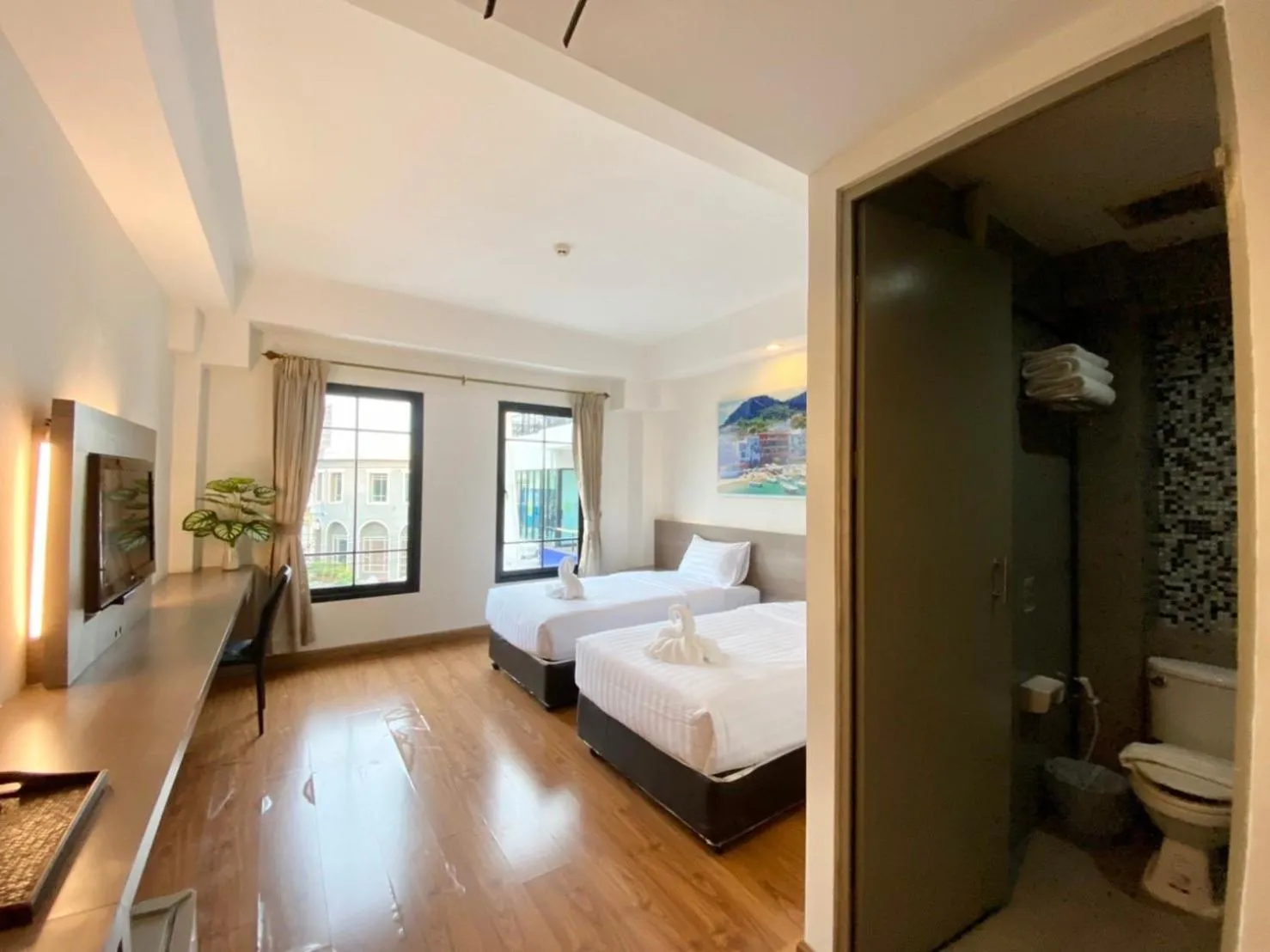 Toilet, Bed in View Dee BKK Airport Residence