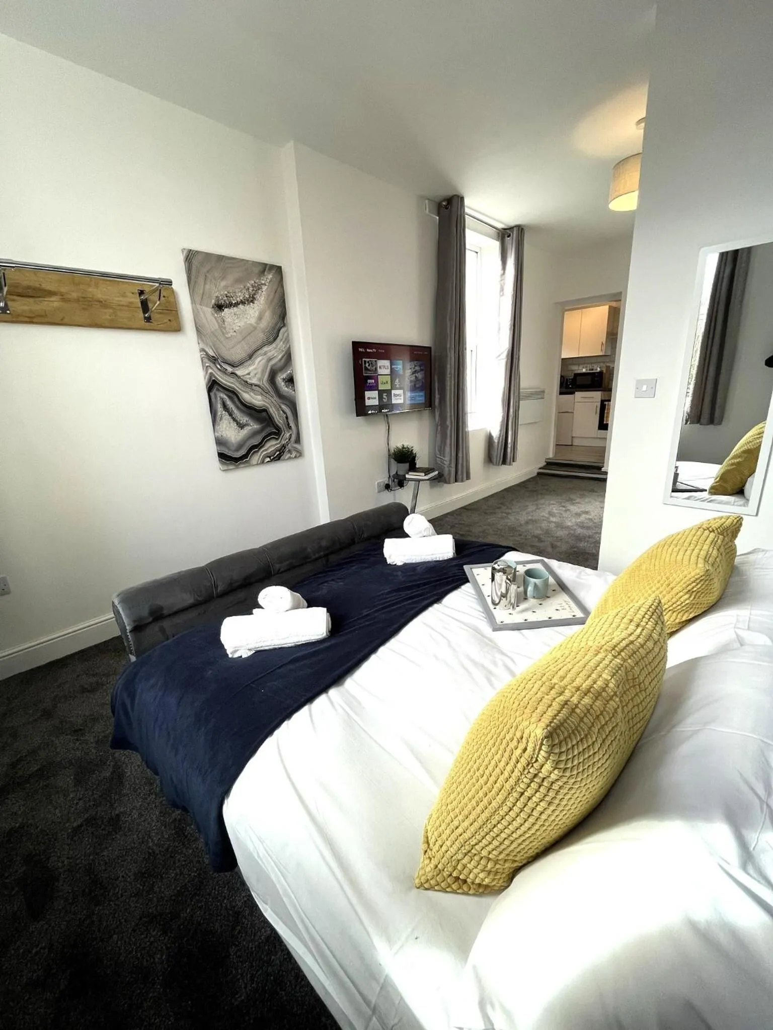 Bedroom, Bed in Modern 1 bed studios for comfy stay in Preston