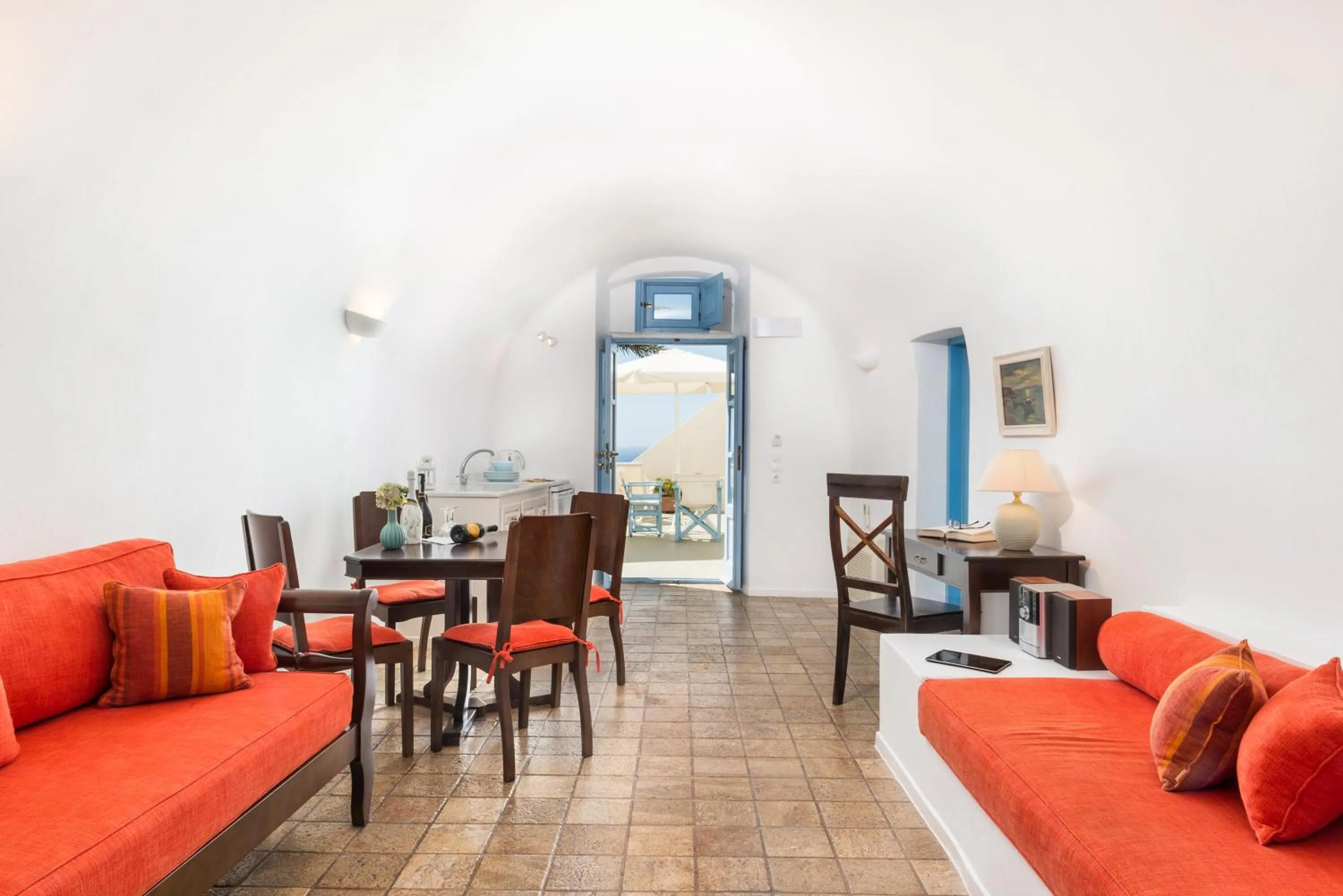 Seating area in Pantelia Suites