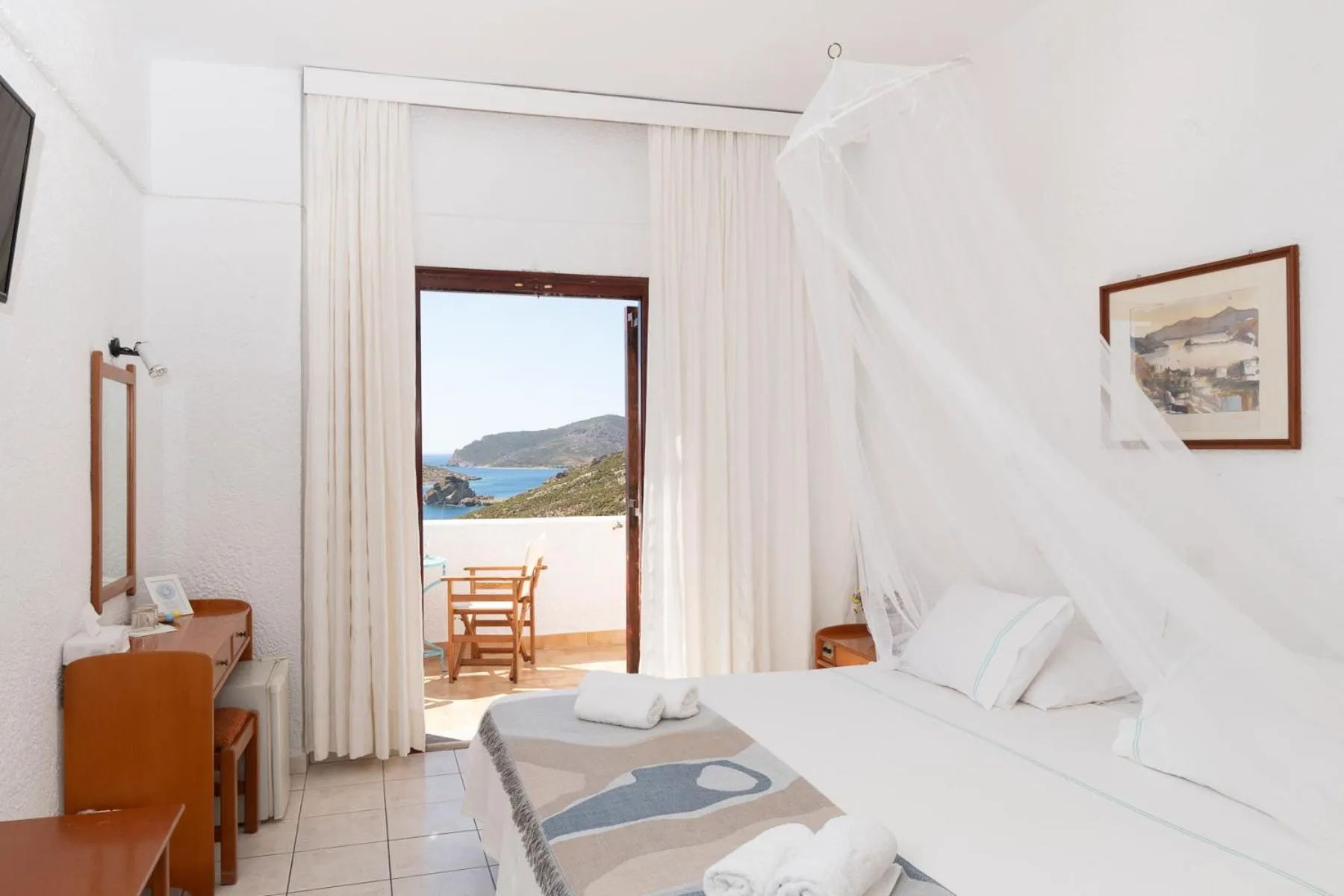 Bedroom, Bed in Golden Sun Hotel Patmos