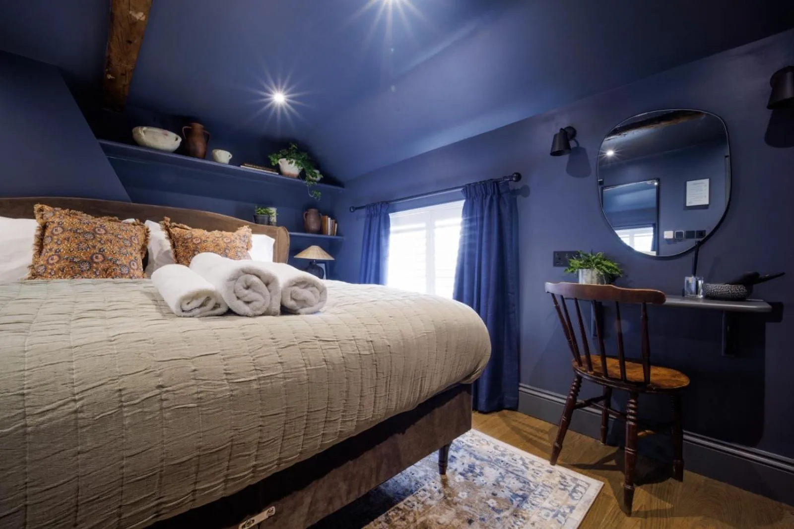 Bed in The Silk Rooms, at The Freemasons Inn