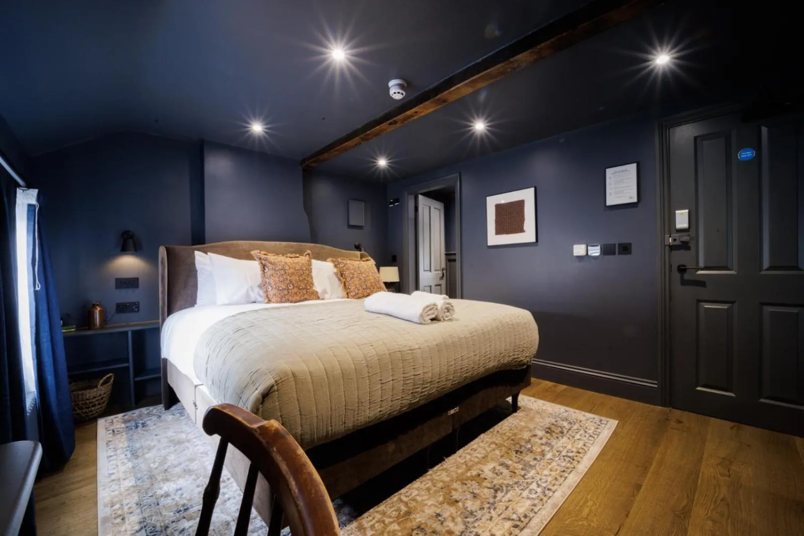 Bed in The Silk Rooms, at The Freemasons Inn