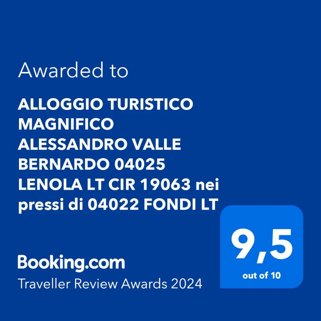 Alloggio turistico Magnifico Alessandro Valle Bernardo 04025 Lenola nei pressi di Fondi LT