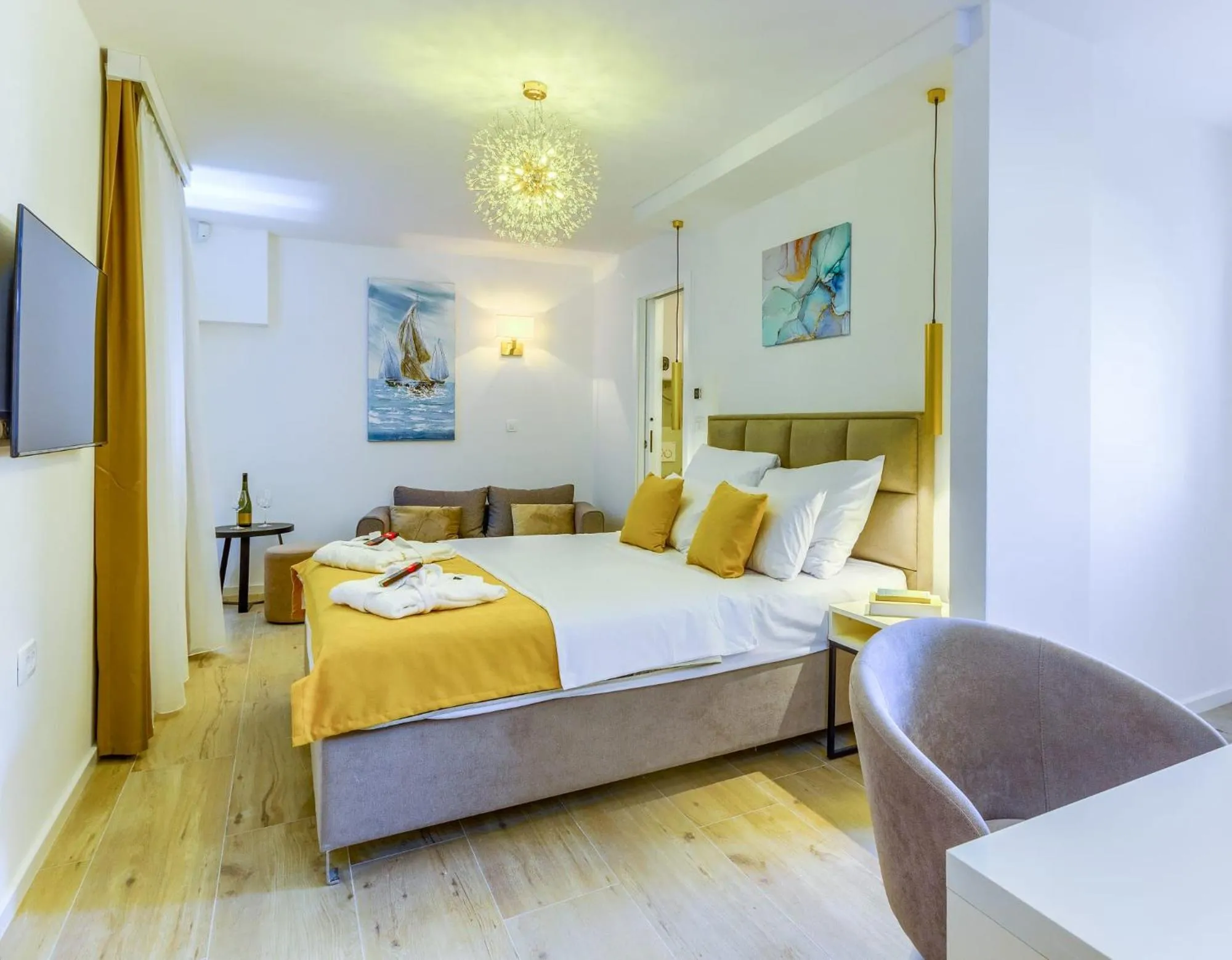 Bed in Irini Luxury Rooms