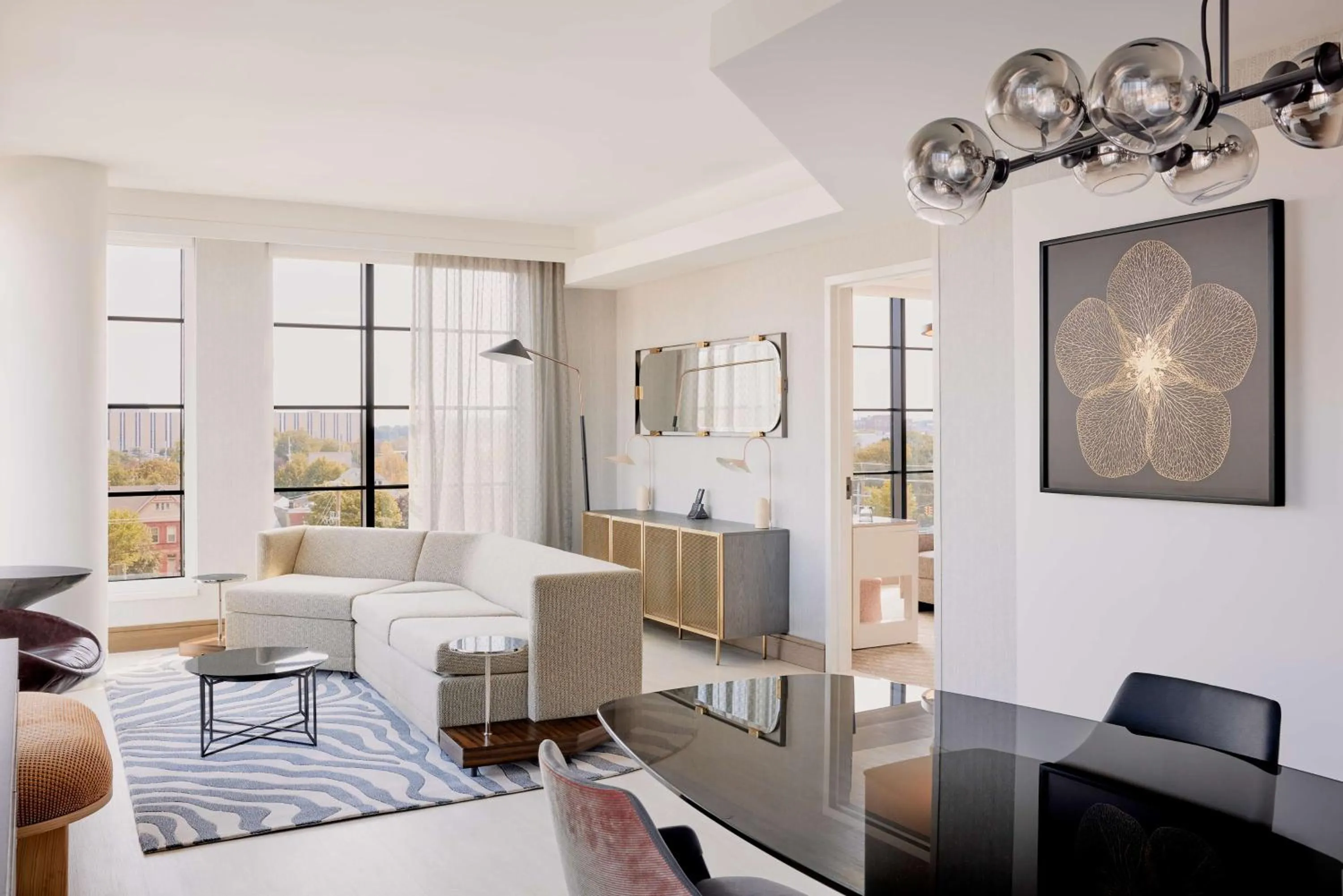 Living room in The Godfrey Detroit, Curio Collection By Hilton