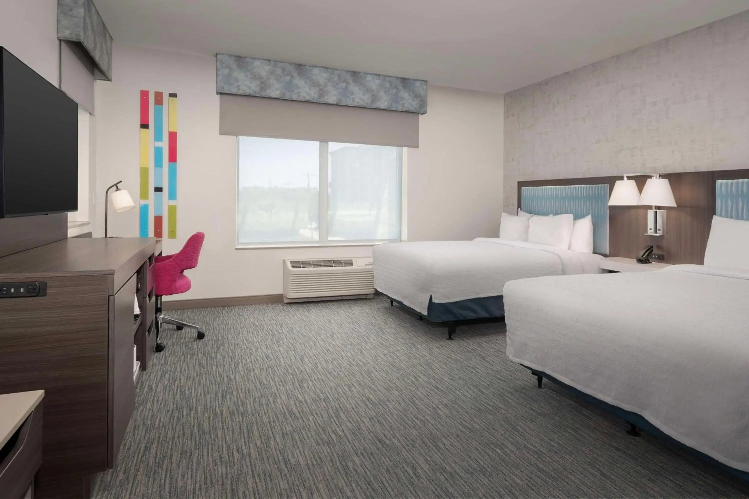 Queen Room with Two Queen Beds and Roll-In Shower - Mobility and Hearing Access in Hampton Inn Delray Beach Queen Room with Two Queen Beds and Roll-In Shower - Mobility and Hearing Access in Hampton Inn Delray Beach