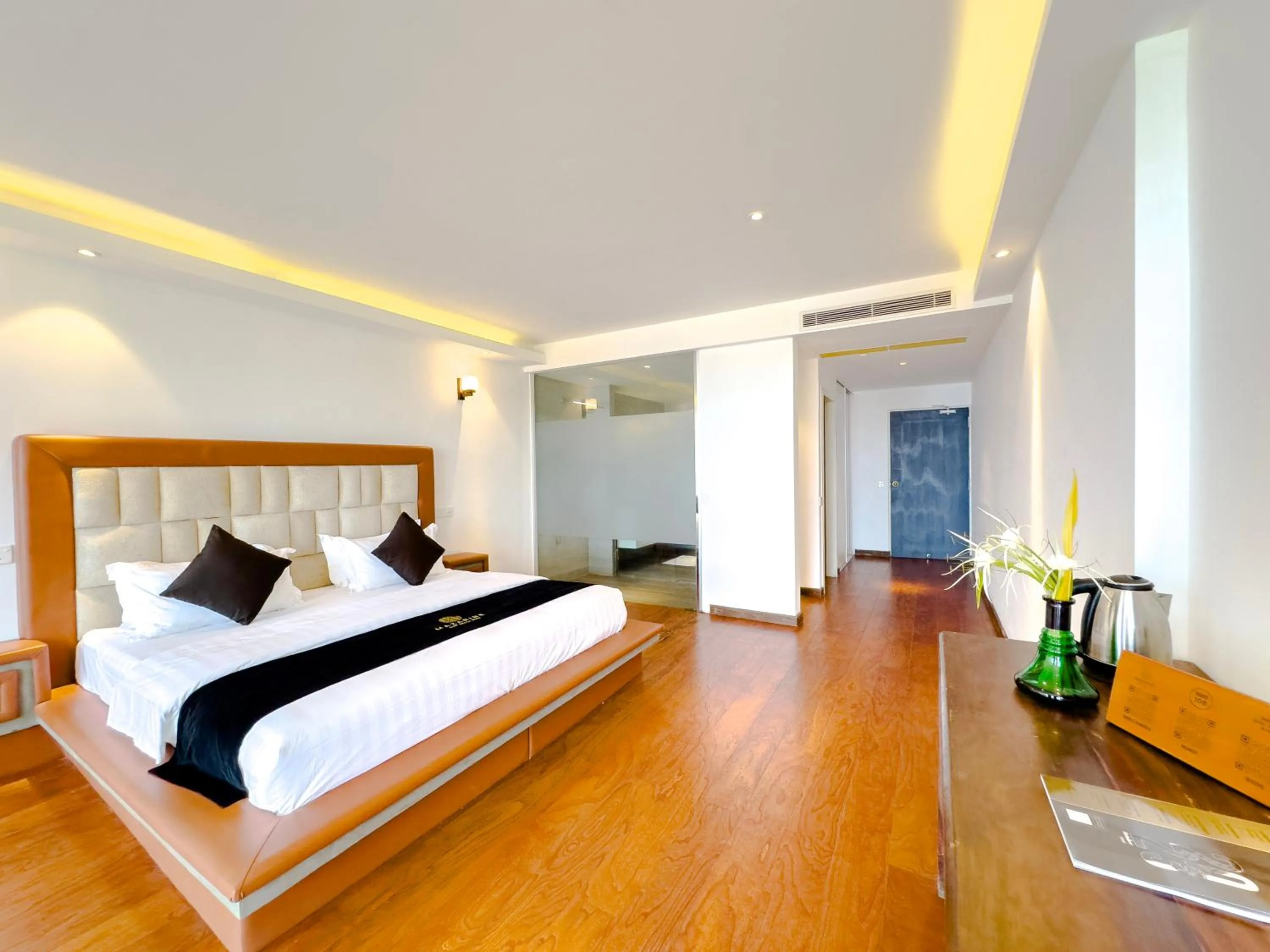 Bed in Mazarine Surf Suites Hiriketiya