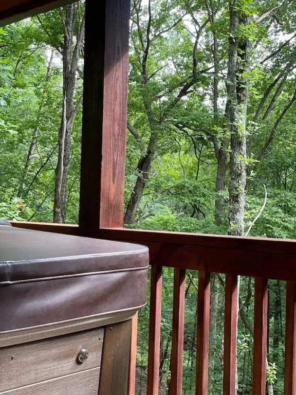 Balcony/Terrace in Alpenhaus Cabins Real Log Home in Helen Ga Mountains with hot tub and balconies