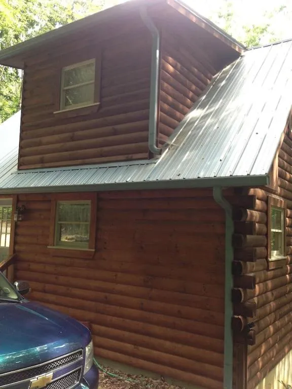 Property building in Alpenhaus Cabins Real Log Home in Helen Ga Mountains with hot tub and balconies