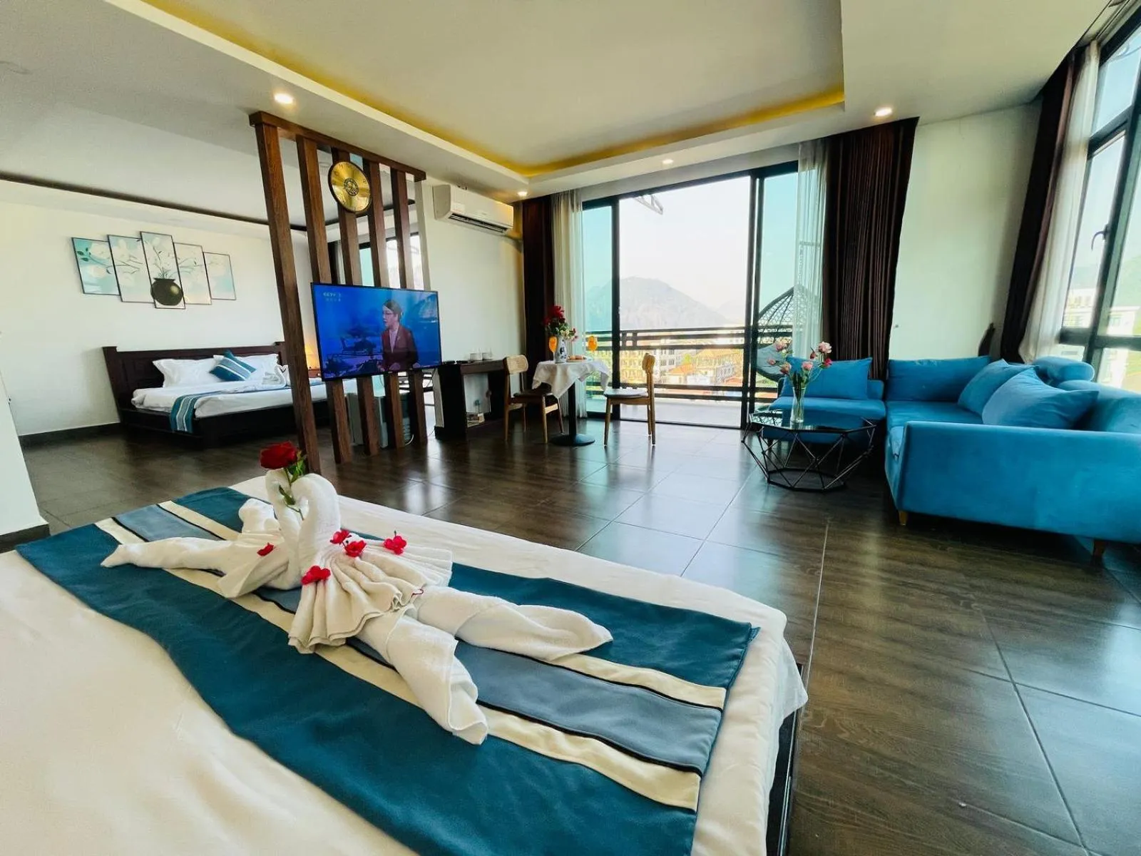 Bed in VANG VIENG TOPVIEW HOTEL