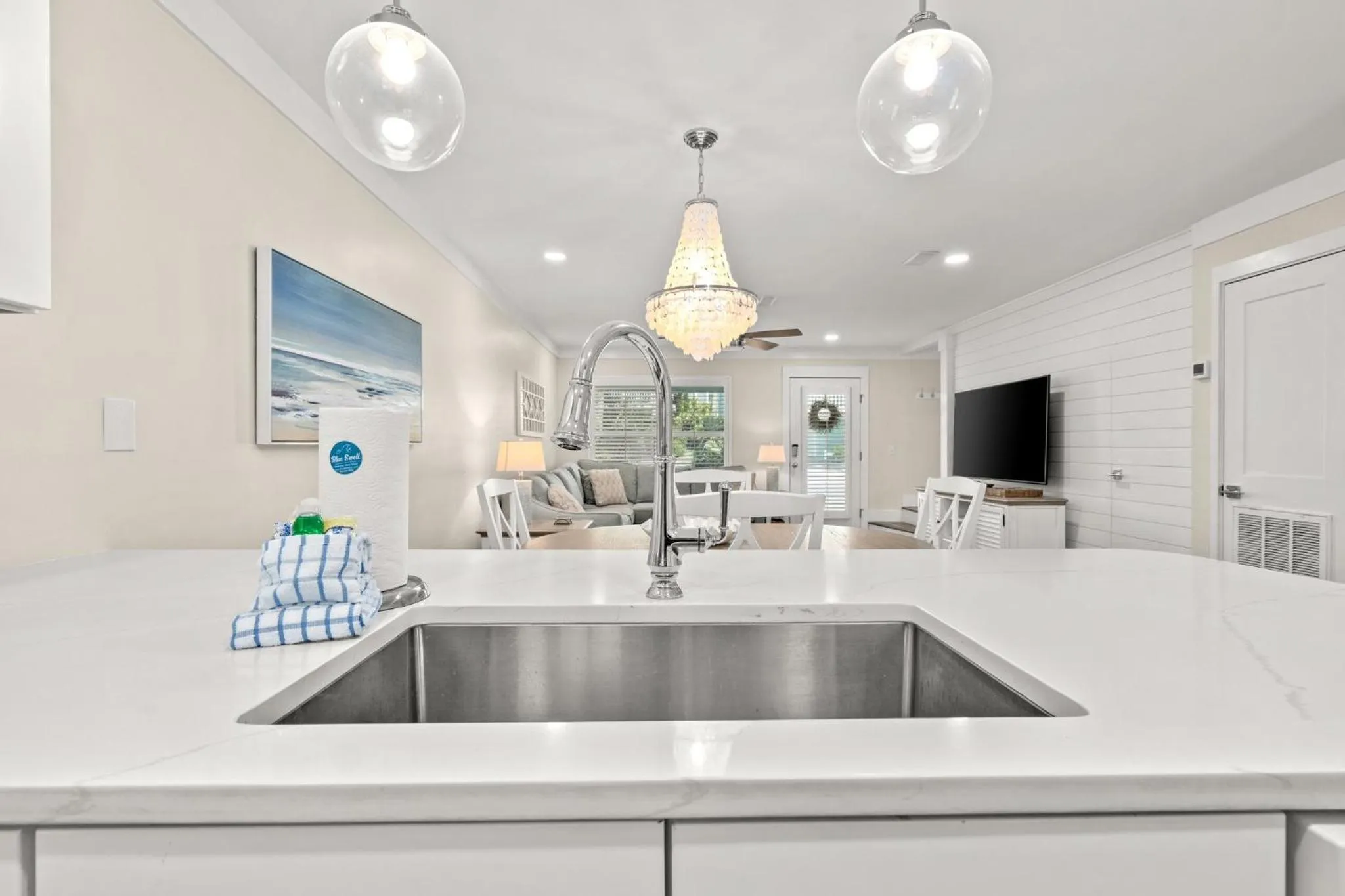 Photo of the whole room in 140 Feet To White Sandy Beaches! Newly Renovated! Pool! Grill!