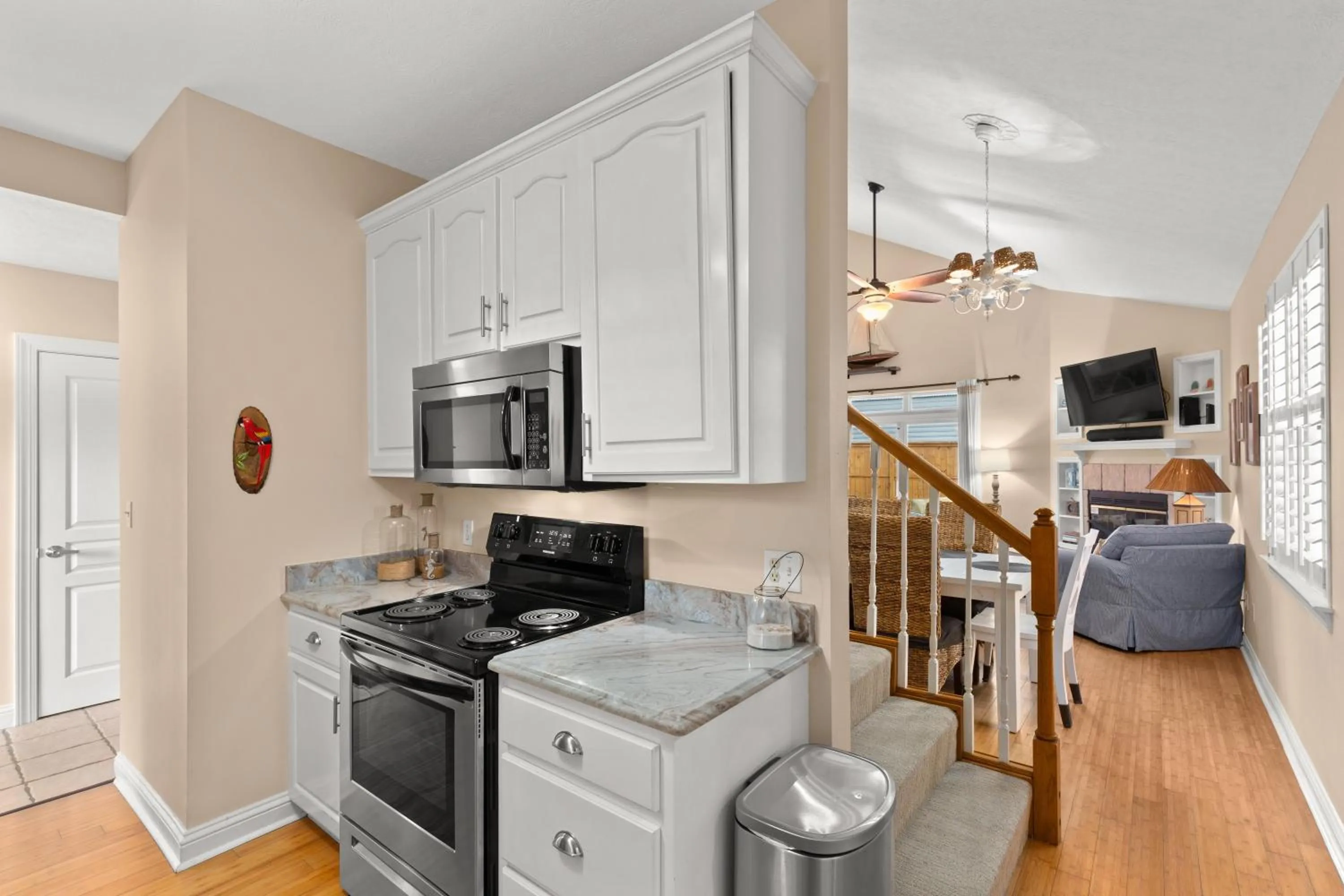Kitchen or kitchenette in Expertly Decorated Family Home, Steps to Beach w/ a Private Heated Pool & Spa!