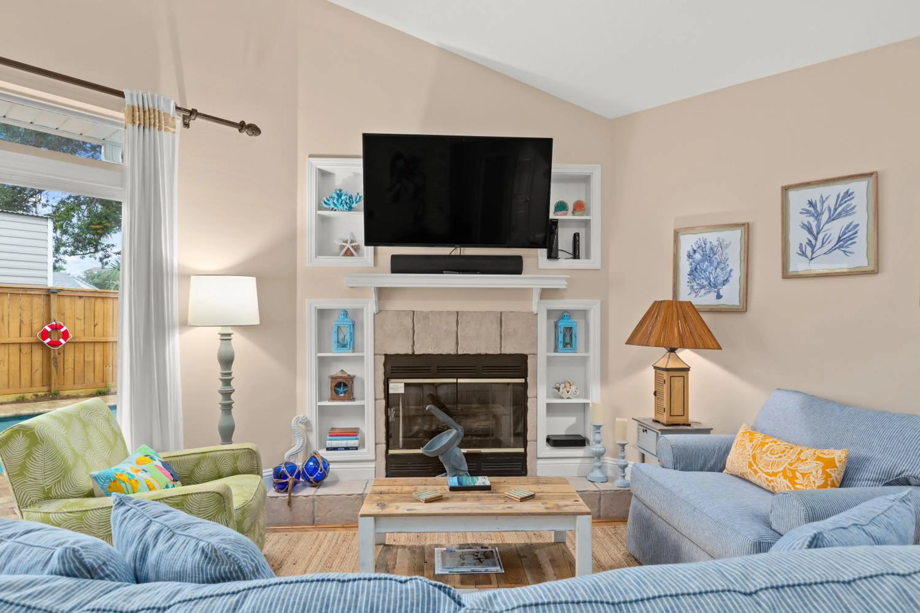 Photo of the whole room in Expertly Decorated Family Home, Steps to Beach w/ a Private Heated Pool & Spa!