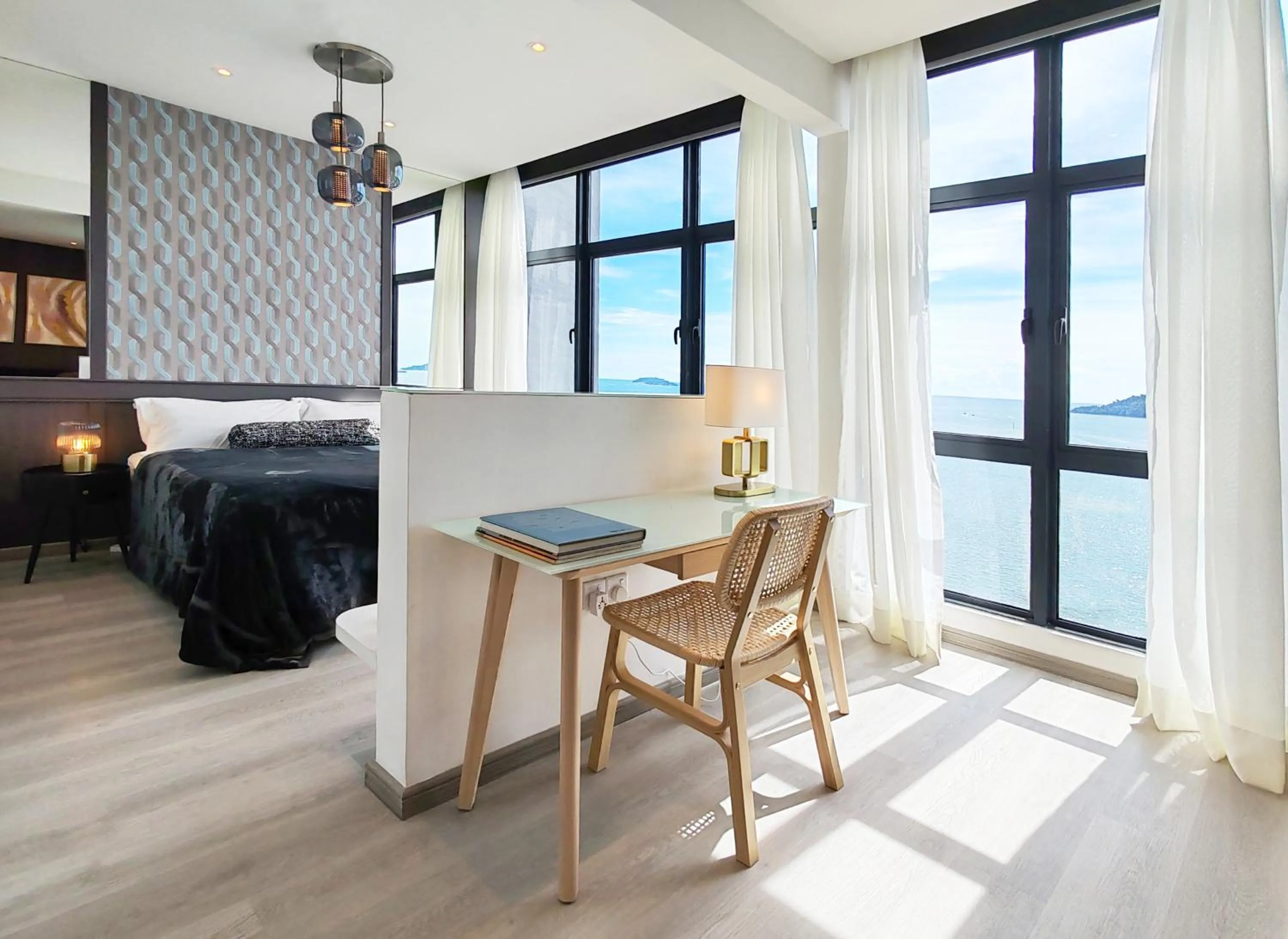 Seating area in Seaview Bliss Studio By Tropical Elegance