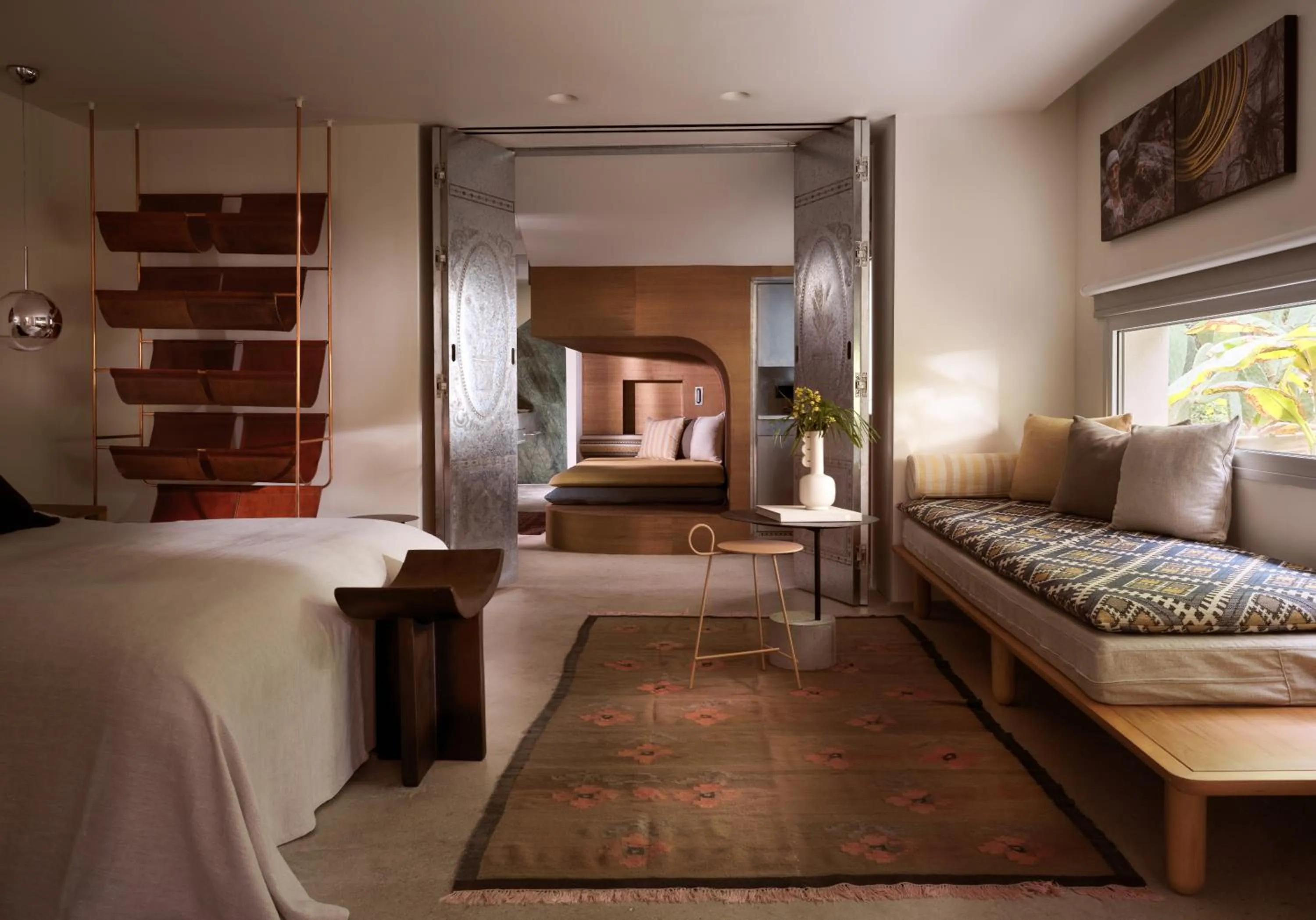 Living room, Bed in Ekies All Senses Resort, a Member of Design Hotels