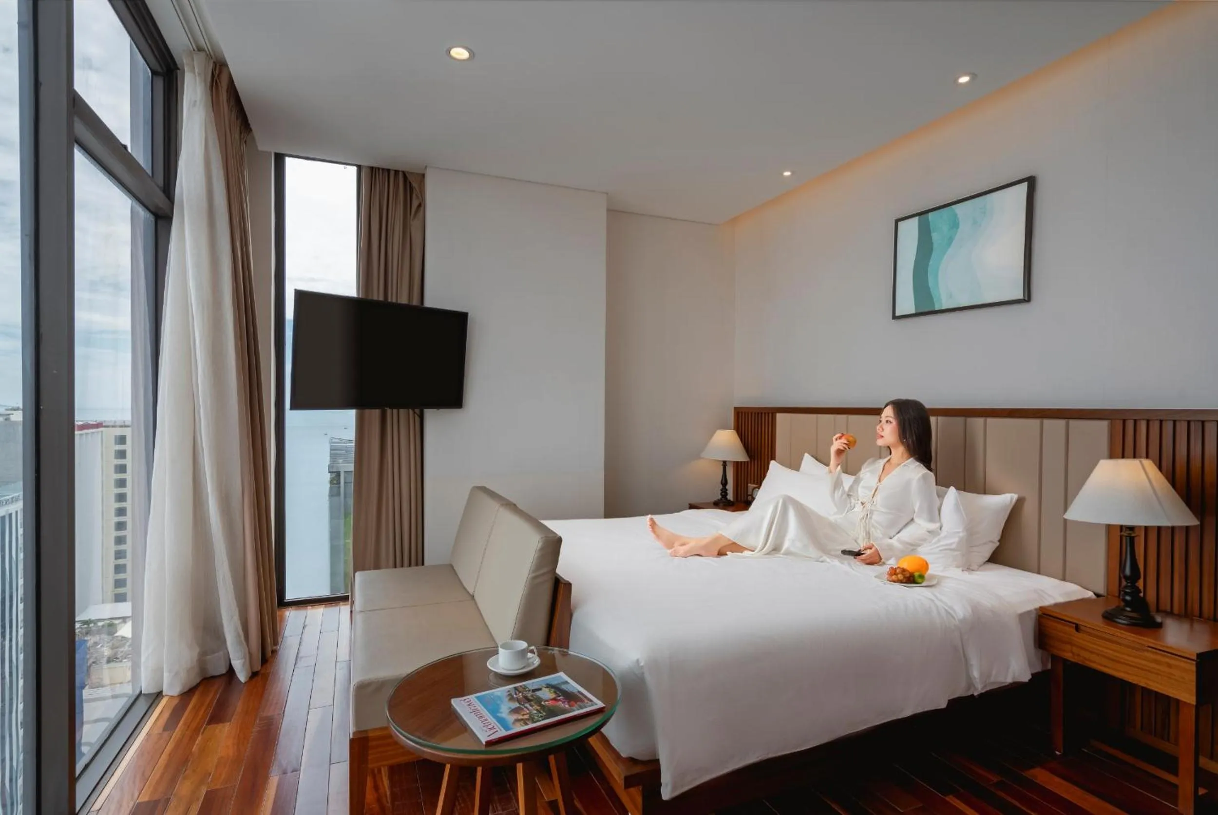 View (from property/room), Bed in Green Beach Hotel Nha Trang