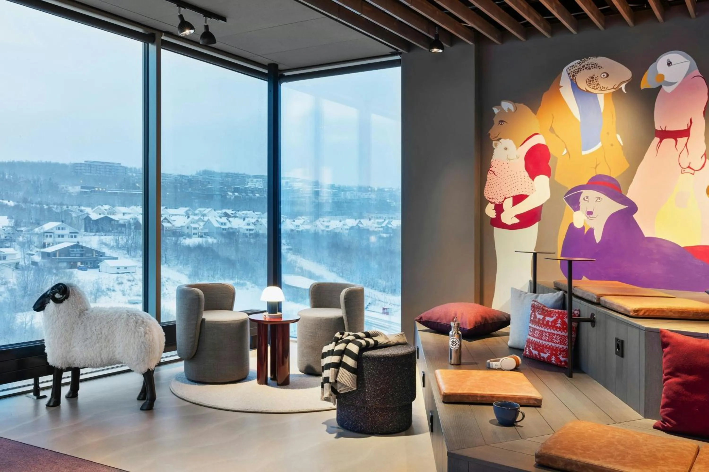 Lobby or reception in Moxy Tromso