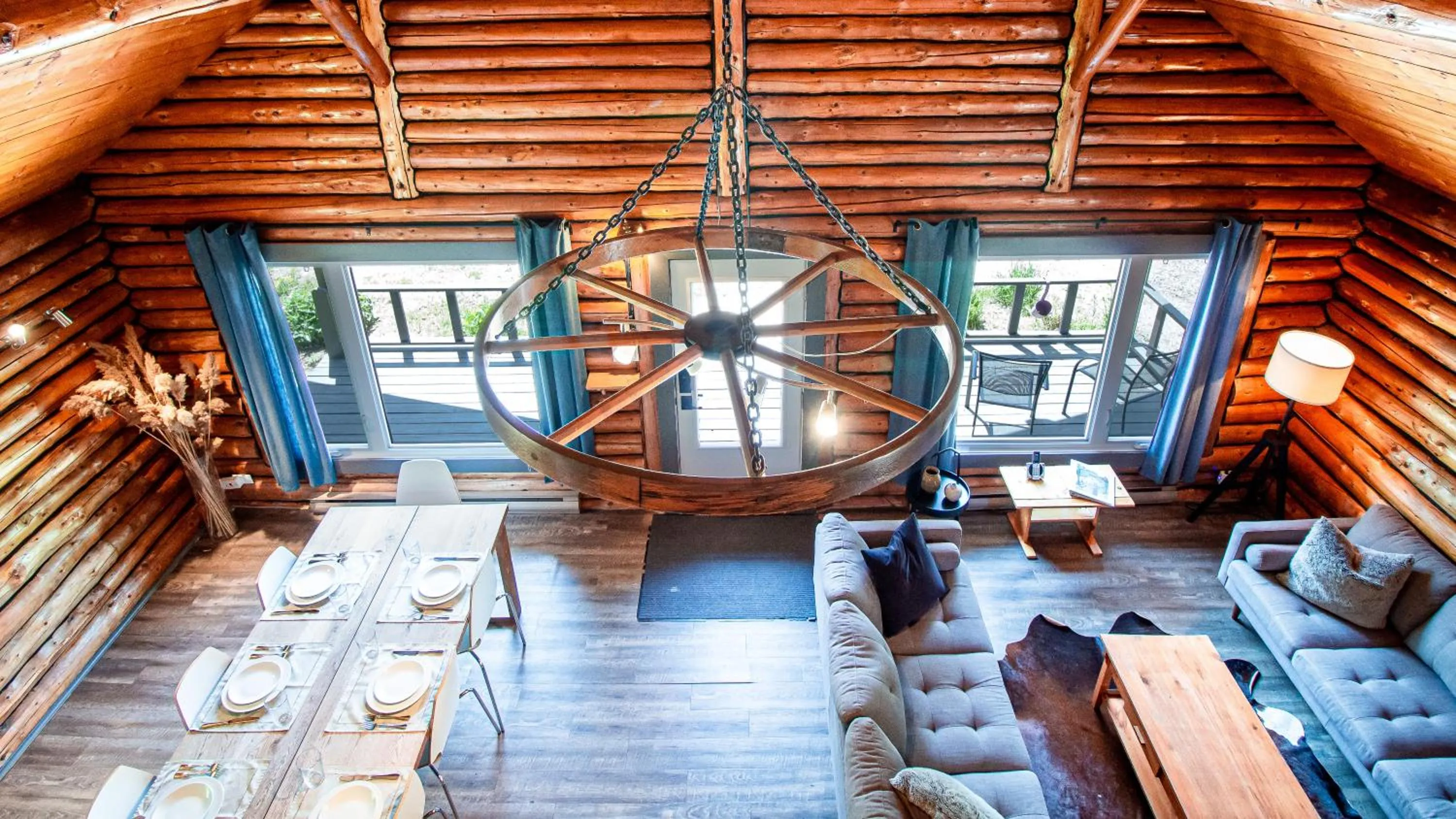 Living room in Les Chalets Tourisma - Chalet en bois rond avec spa - Chalet du 4e