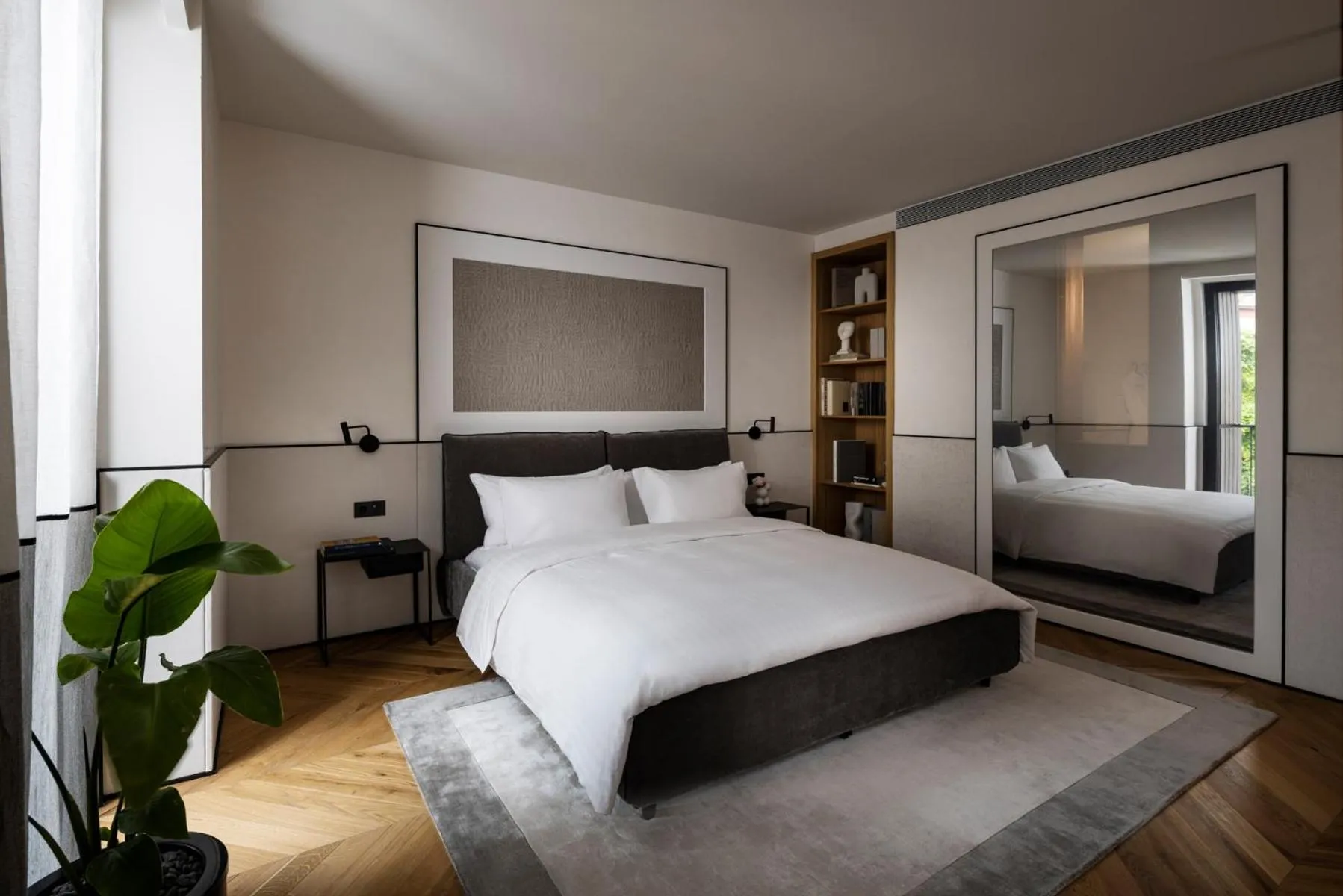 Bed in Juno Hotel Sofia, a Member of Design Hotels