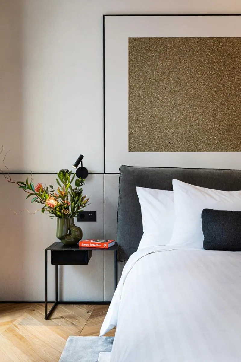 Bed in Juno Hotel Sofia, a Member of Design Hotels