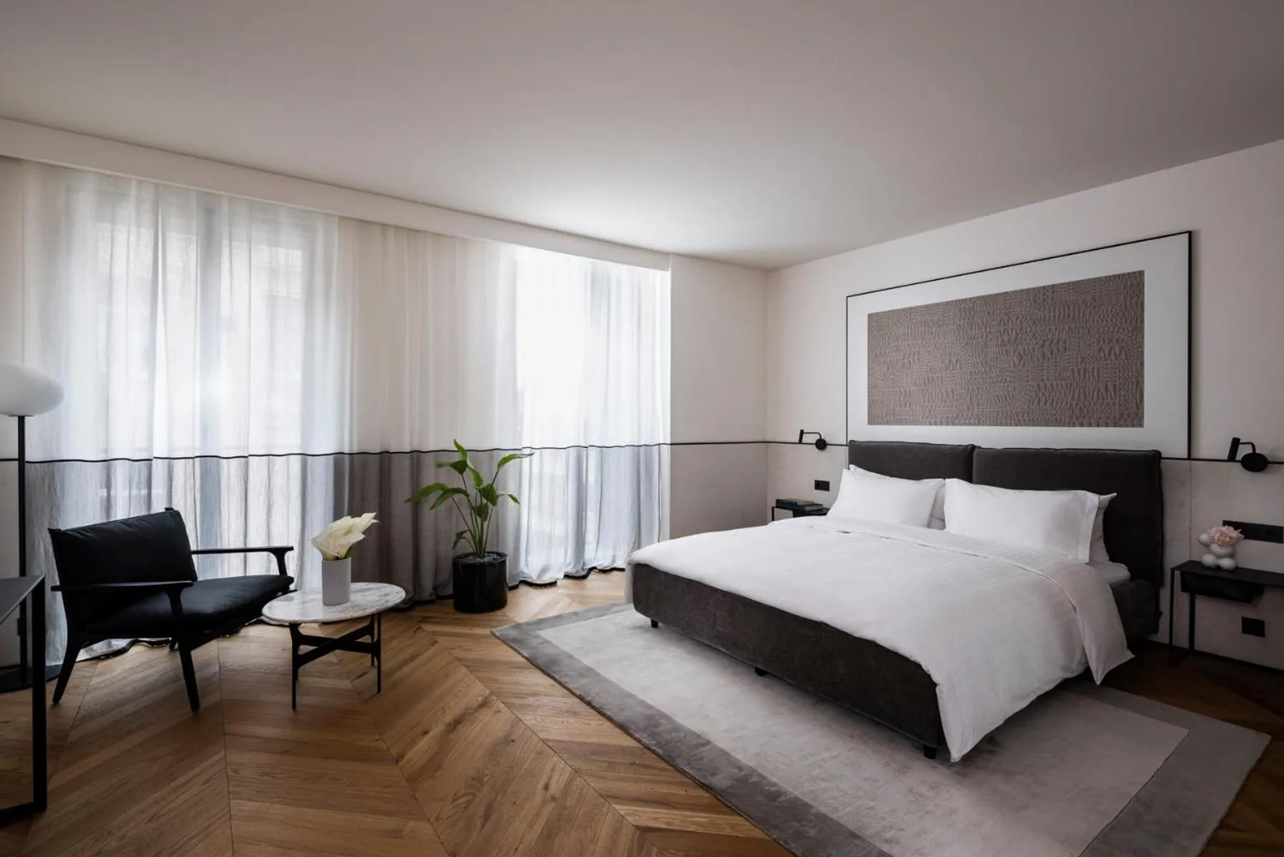 Bed in Juno Hotel Sofia, a Member of Design Hotels