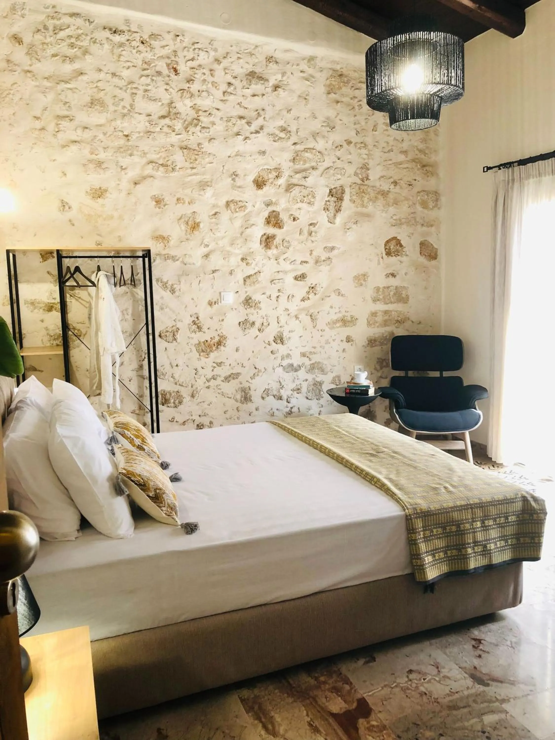 Bed in Gaia Luxury Rooms Rethymno