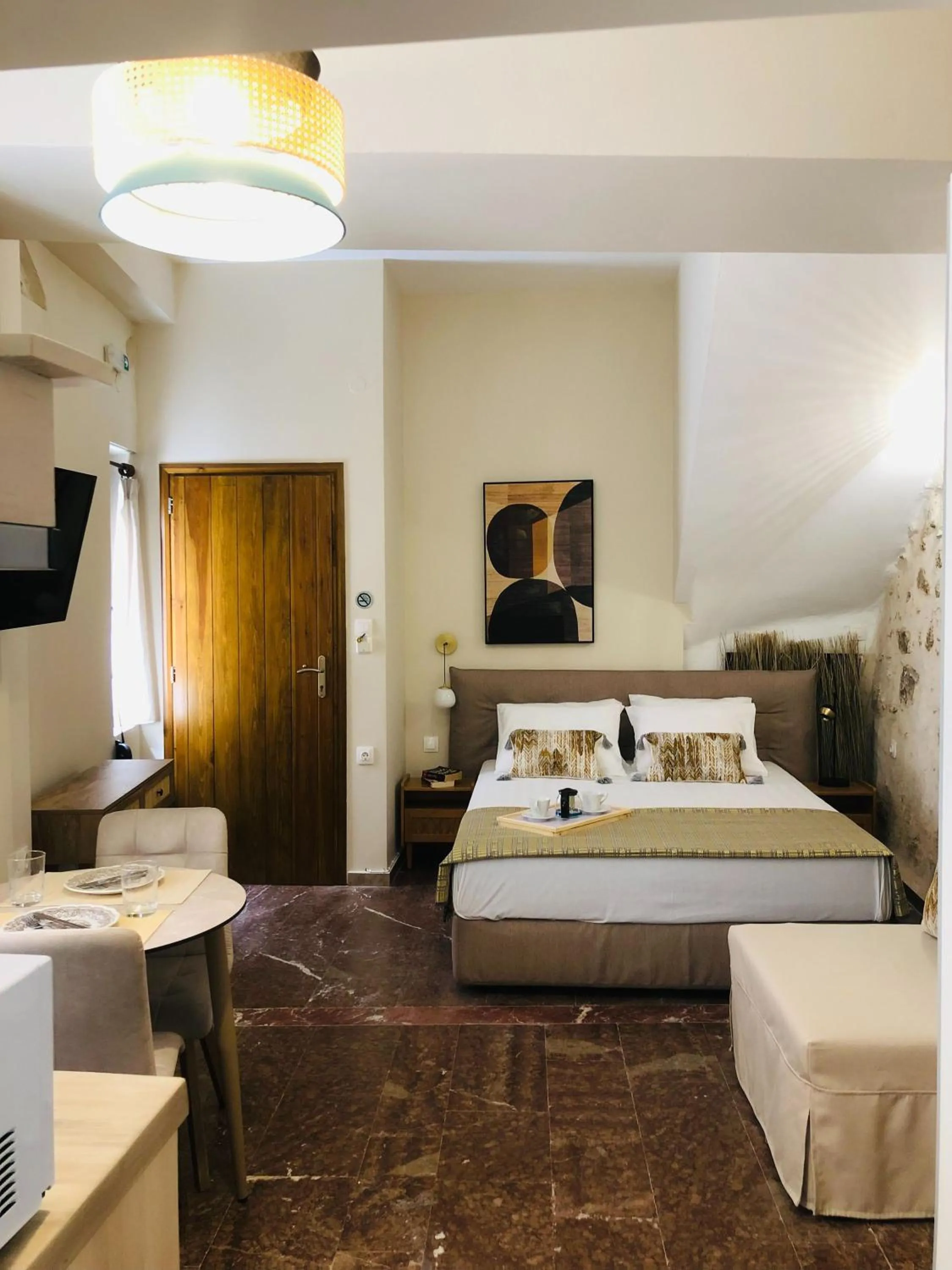 Bed in Gaia Luxury Rooms Rethymno