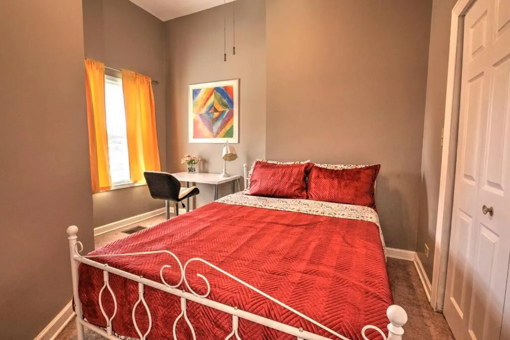 Bedroom, Bed in Spacious Row Home next Transit near Downtown w Parking
