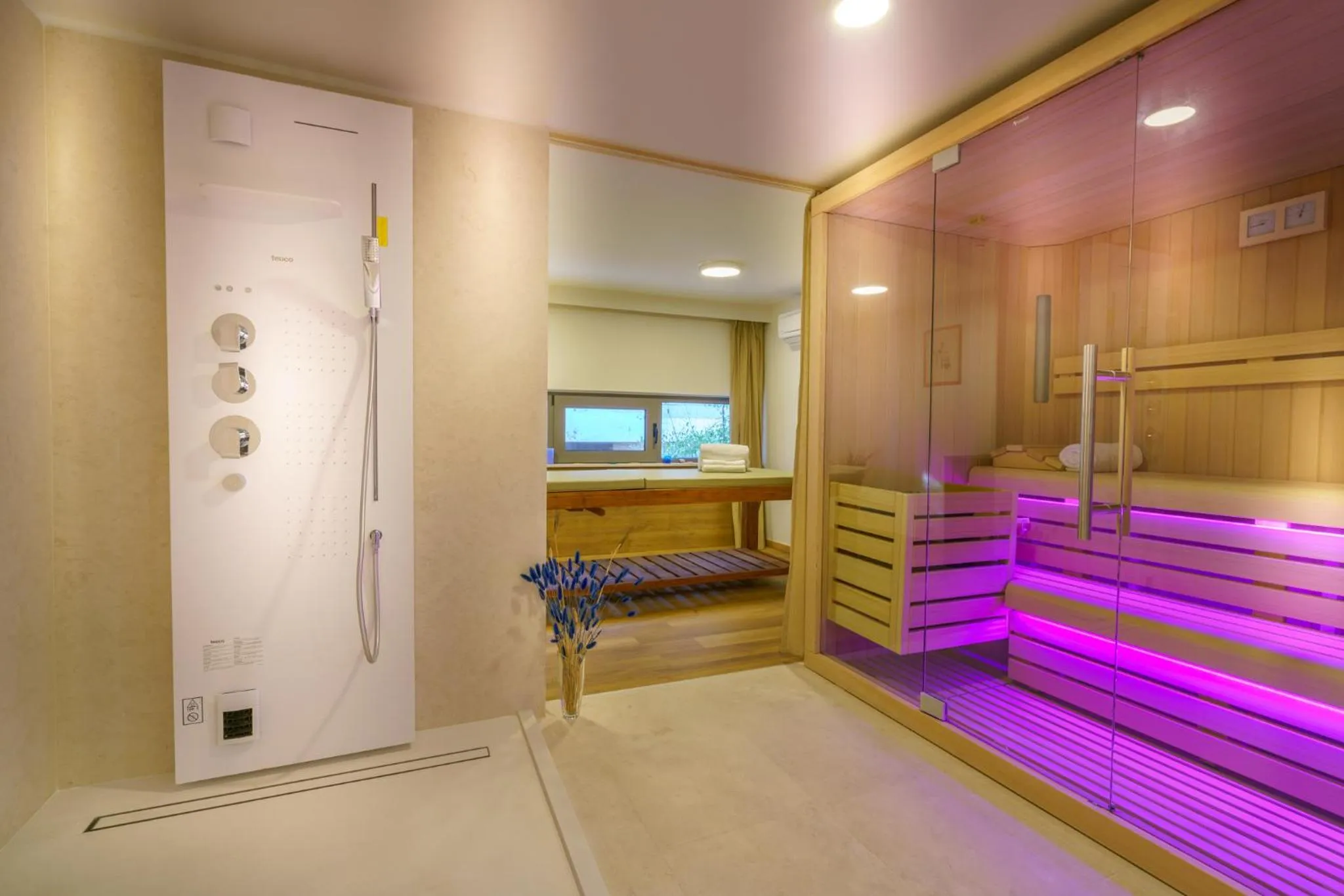 Steam room in Kyma Suites Beach Hotel