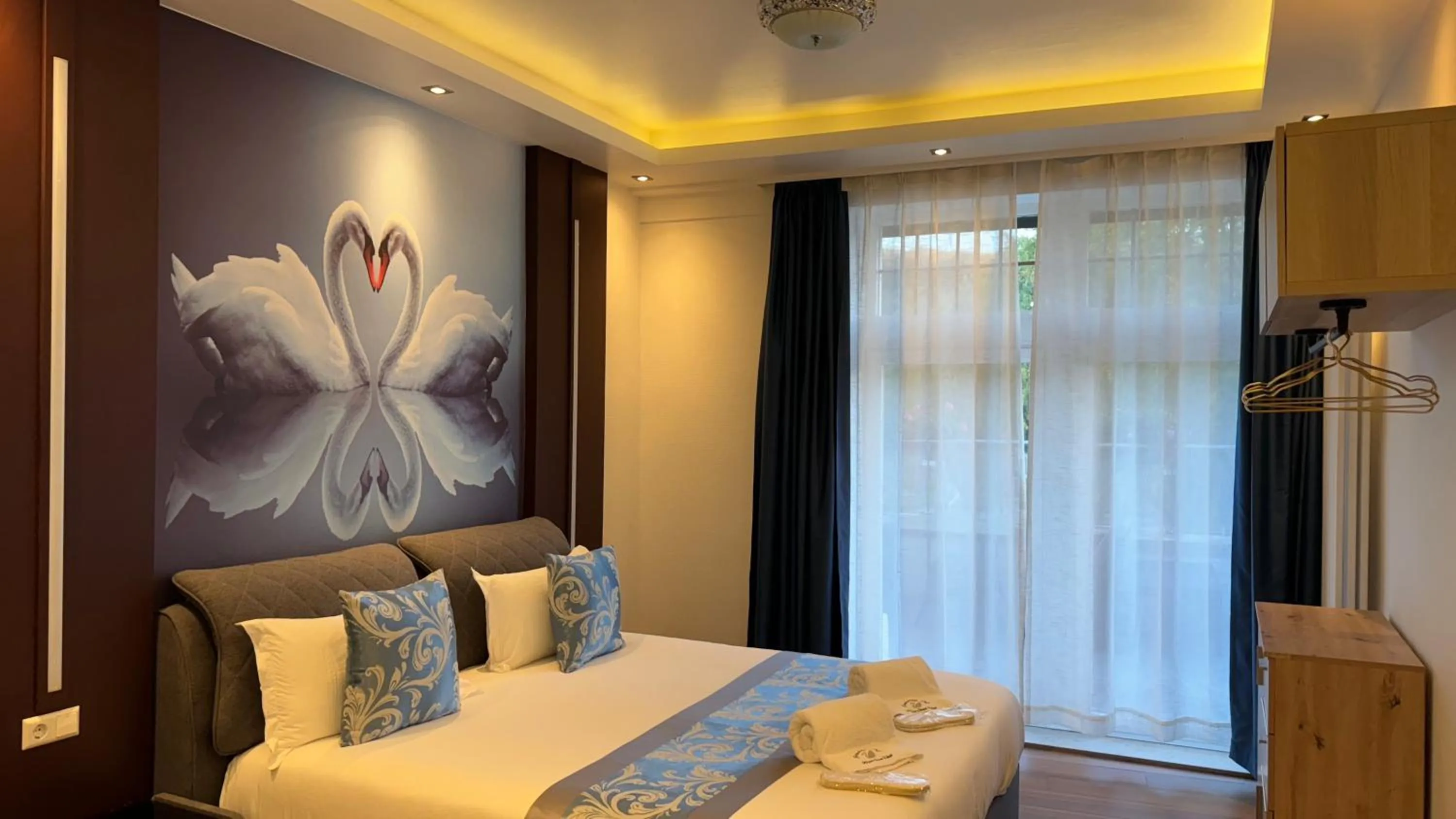 Bed in hotel whiteswan