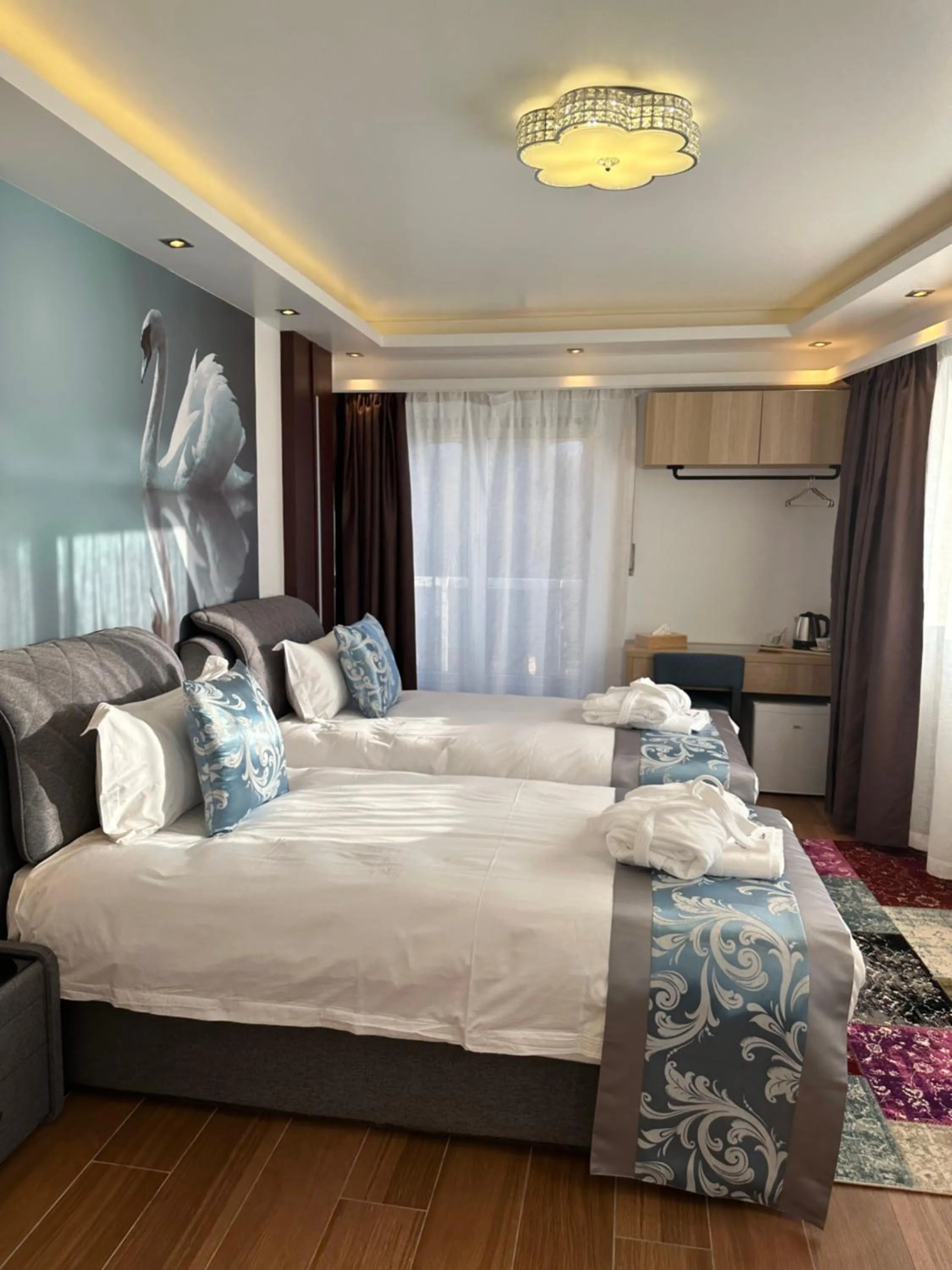 Bed in hotel whiteswan