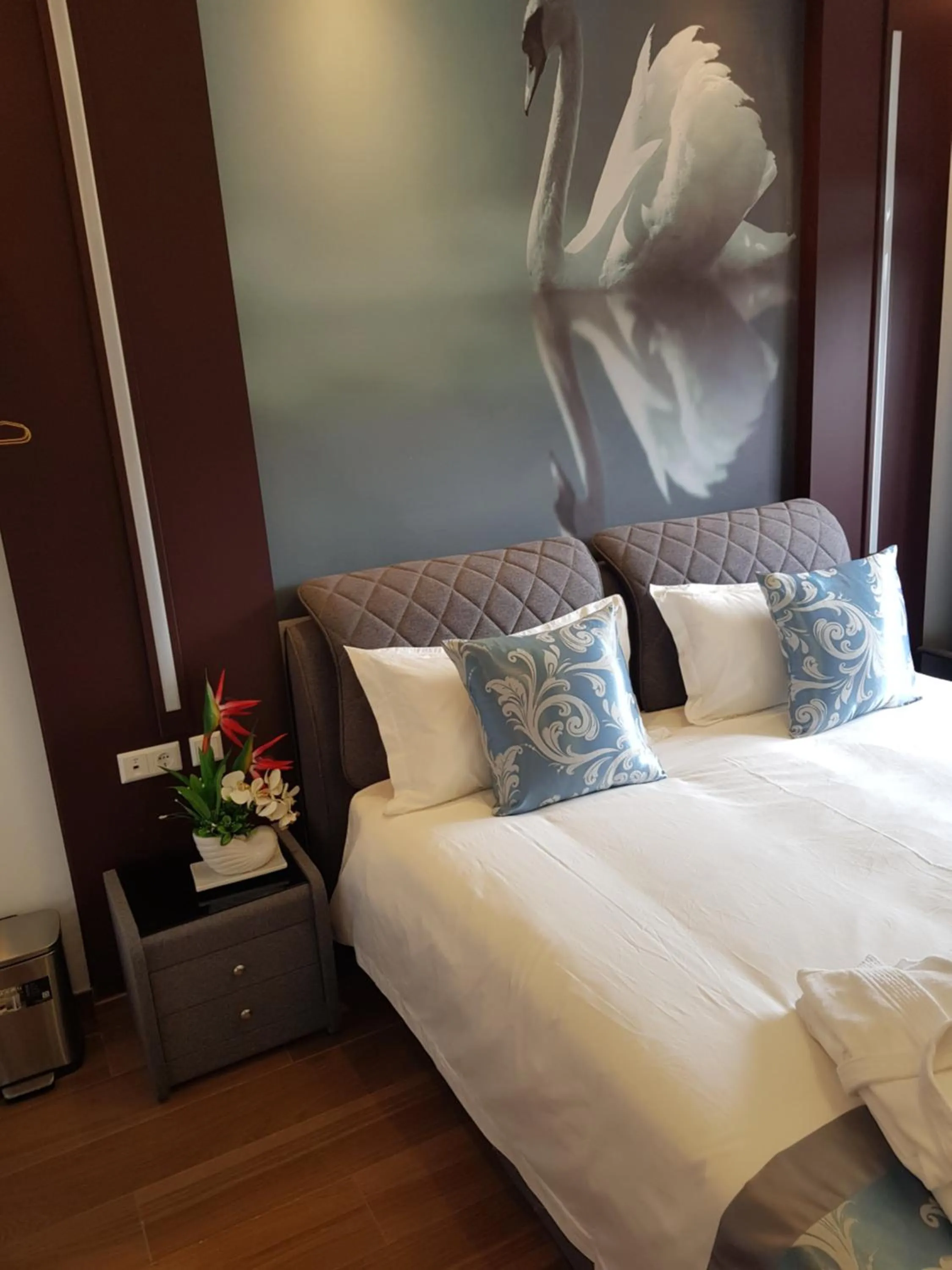 Bed in hotel whiteswan