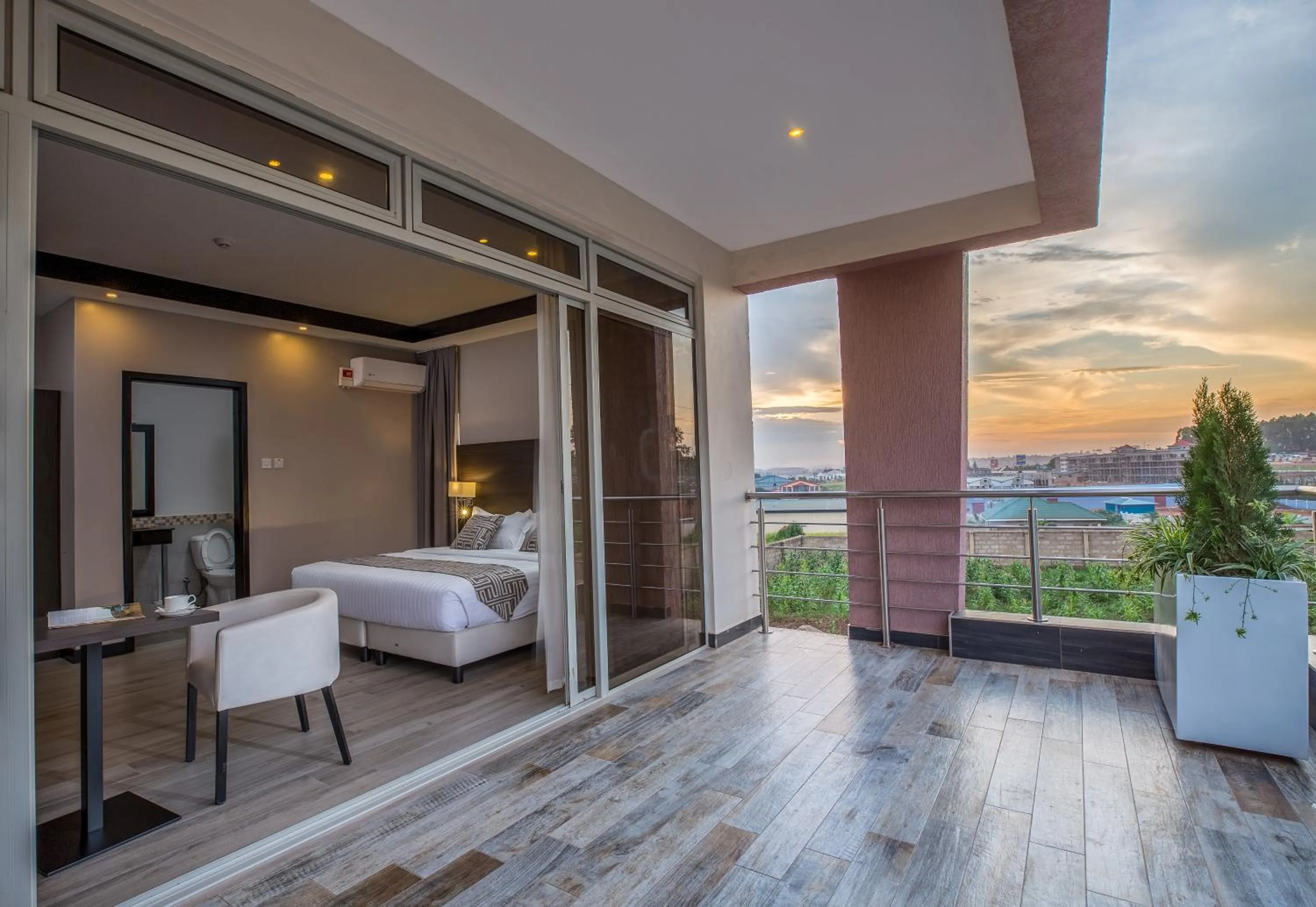 Balcony/Terrace, Bed in Source of The Nile Hotel- Namanve Branch