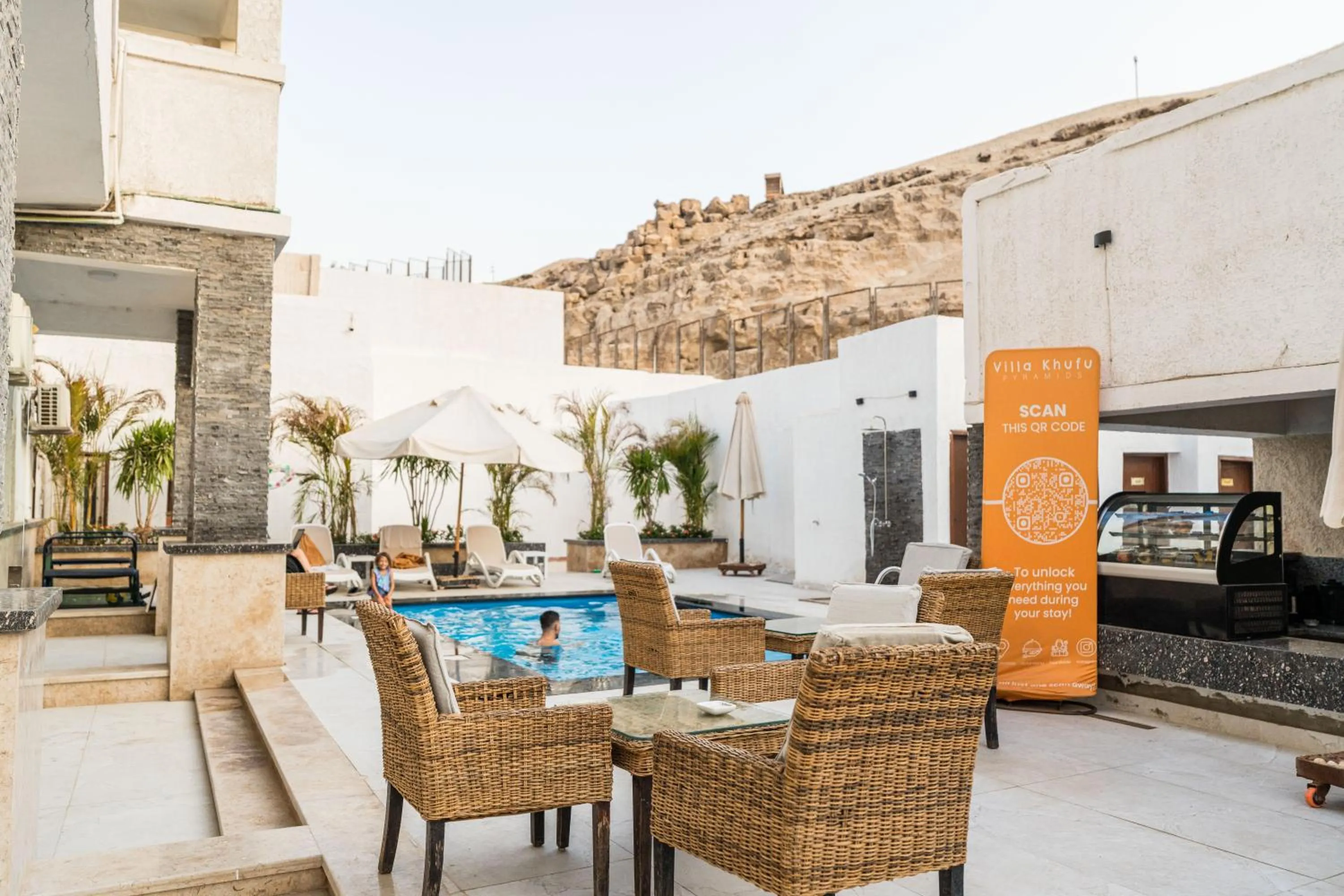 Seating area in Villa Khufu Pyramids Hotel