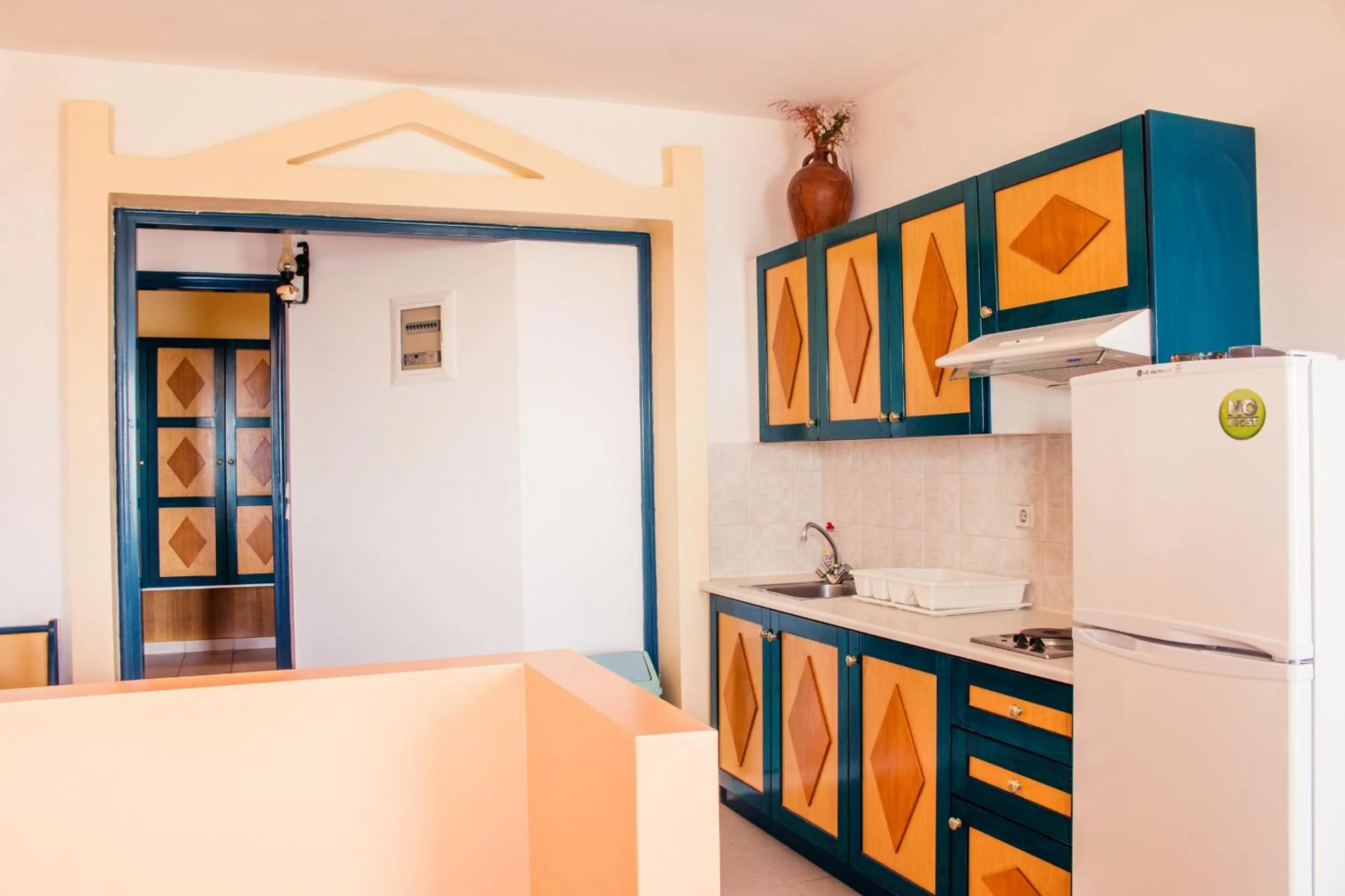 Kitchen or kitchenette in Limanaki Seafront Apartments