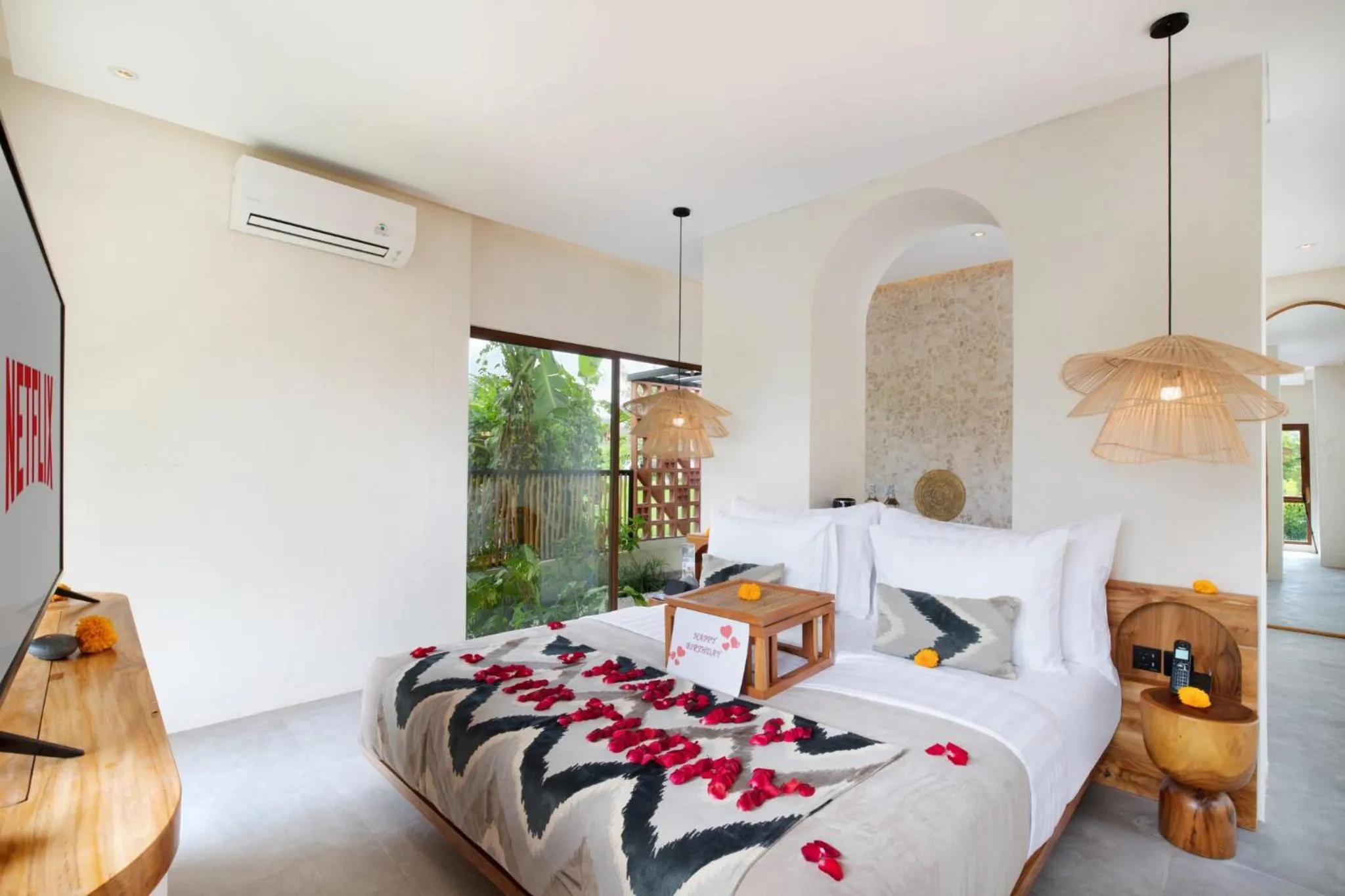 Decorative detail, Bed in Suara Alam Ubud Villa by Ini Vie Hospitality