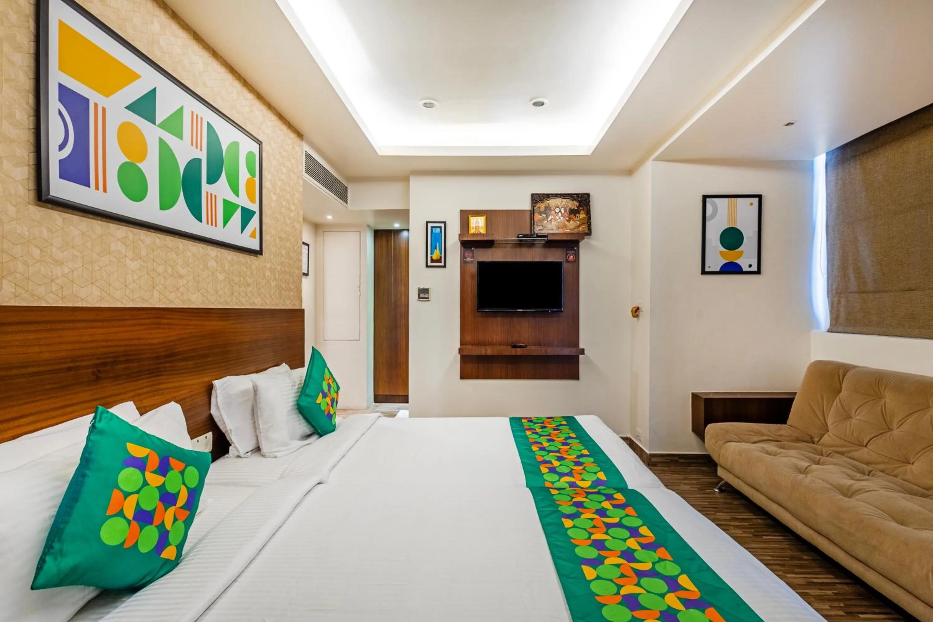 Bedroom, Bed in Treebo Premium Twin Star