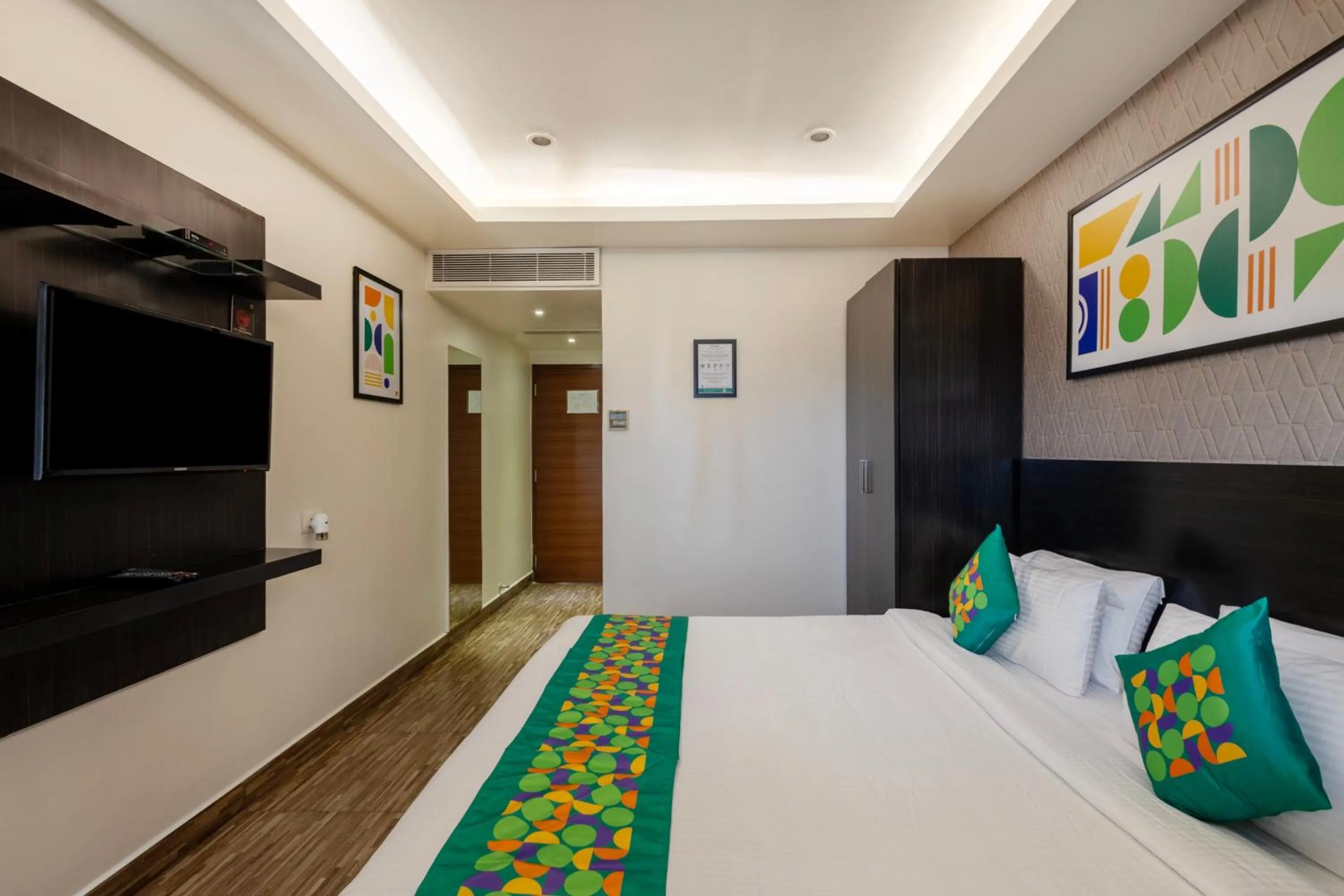 Bedroom, Bed in Treebo Premium Twin Star