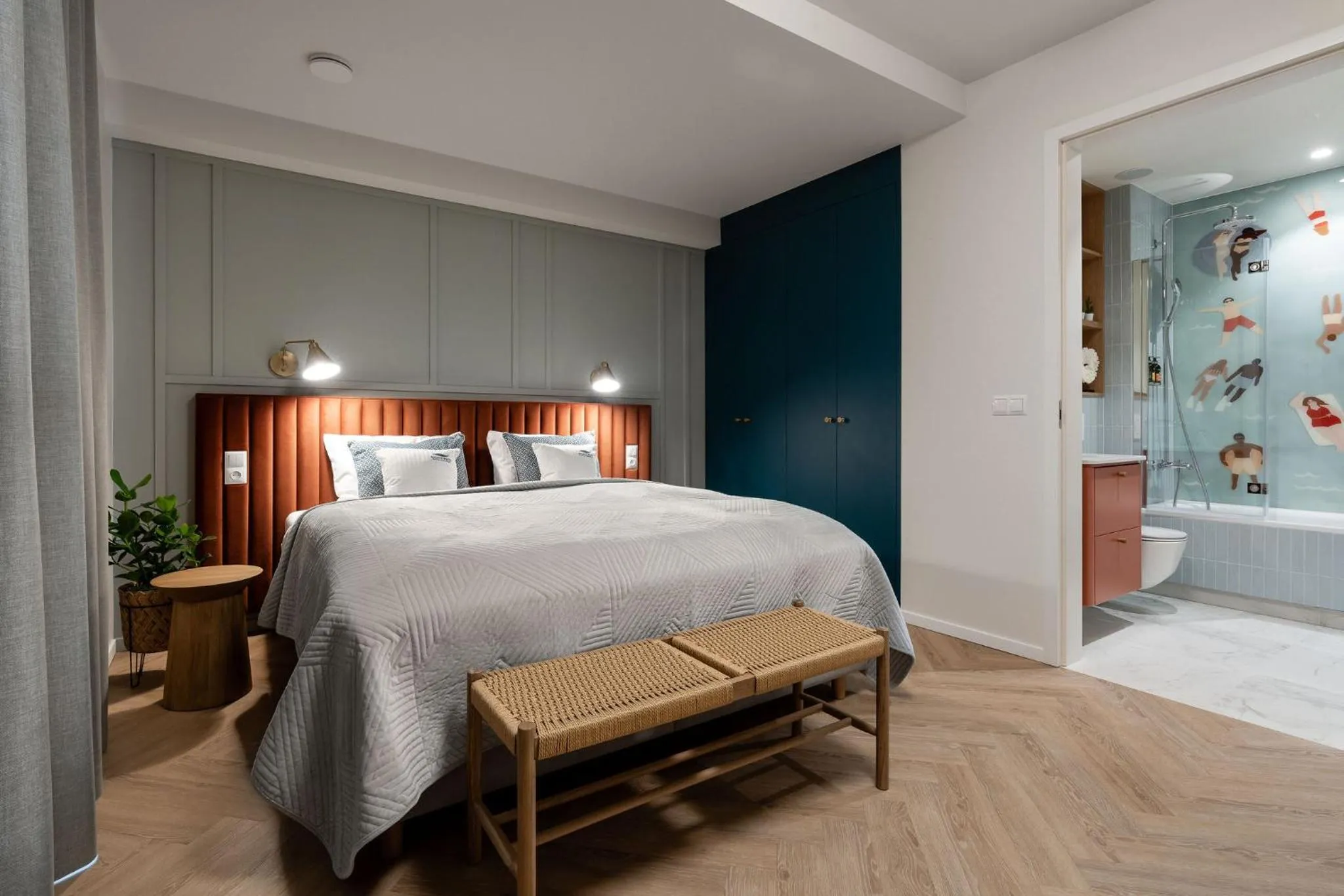 Bedroom, Bed in Baltic Wave Boutique Apartments with sauna and gym