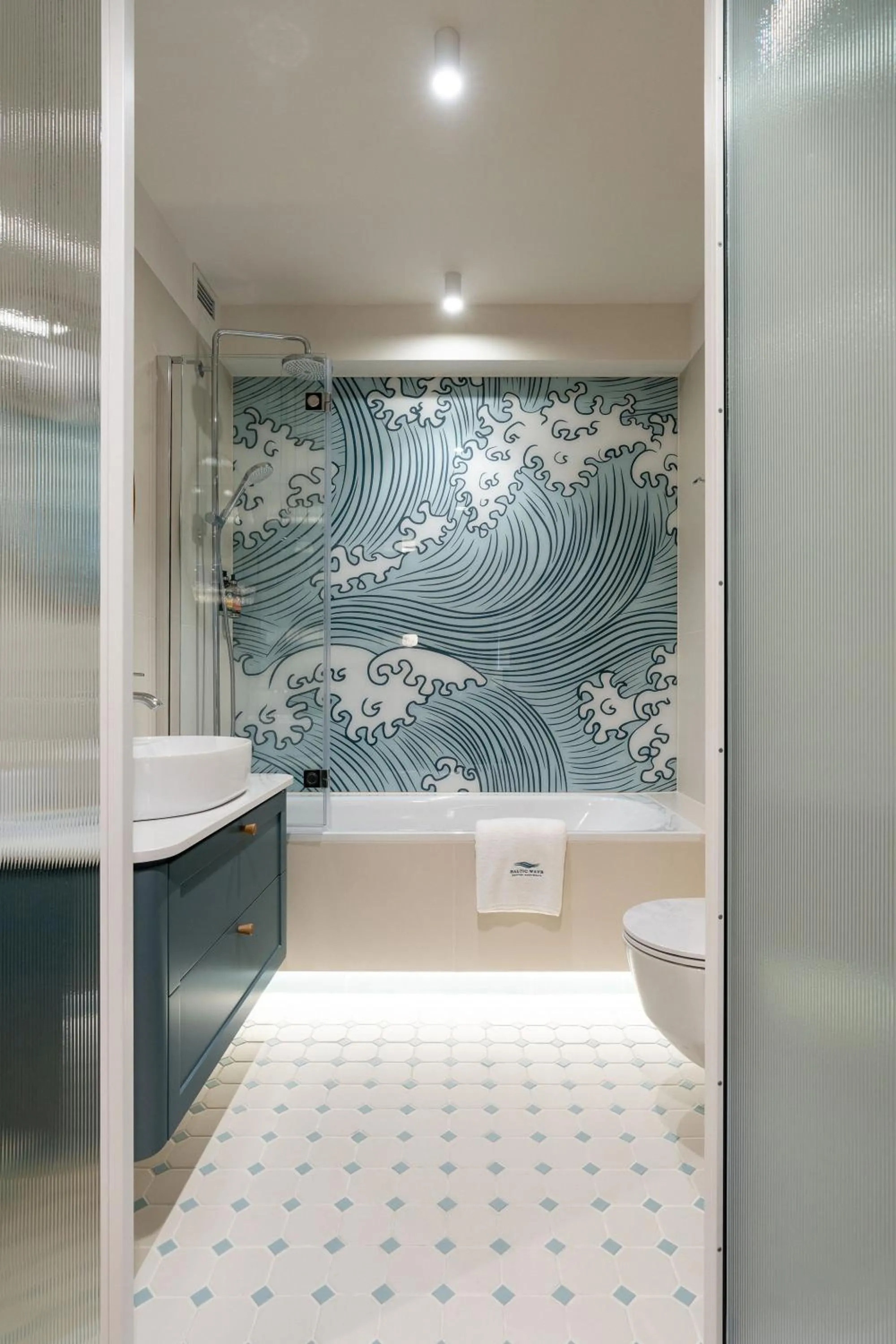 Shower in Baltic Wave Boutique Apartments with sauna and gym