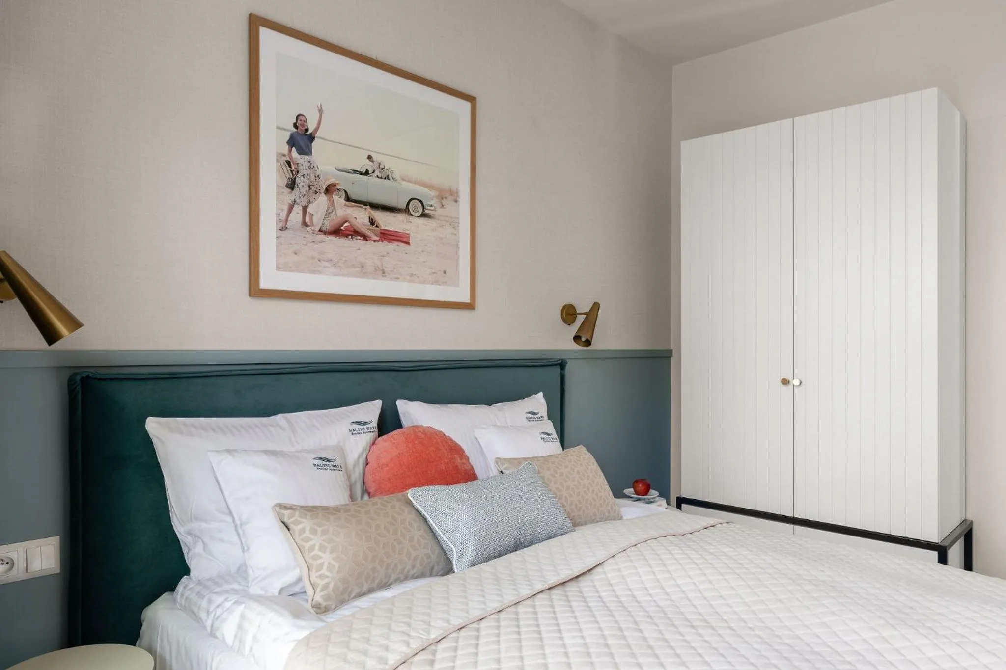 Bed in Baltic Wave Boutique Apartments with sauna and gym